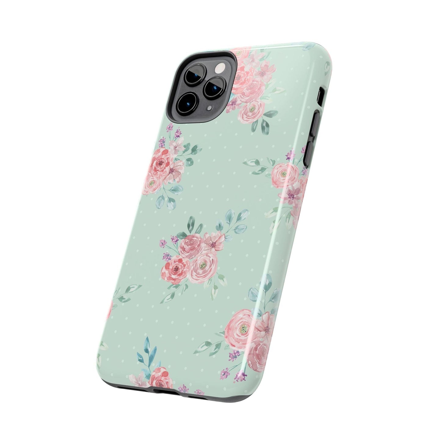 Green Floral Phone Case, Summer Flower Phonecases, Coquette Aesthetic iPhone Case for 15 14 13 12 Cell Phone Covers Phone Case Printify