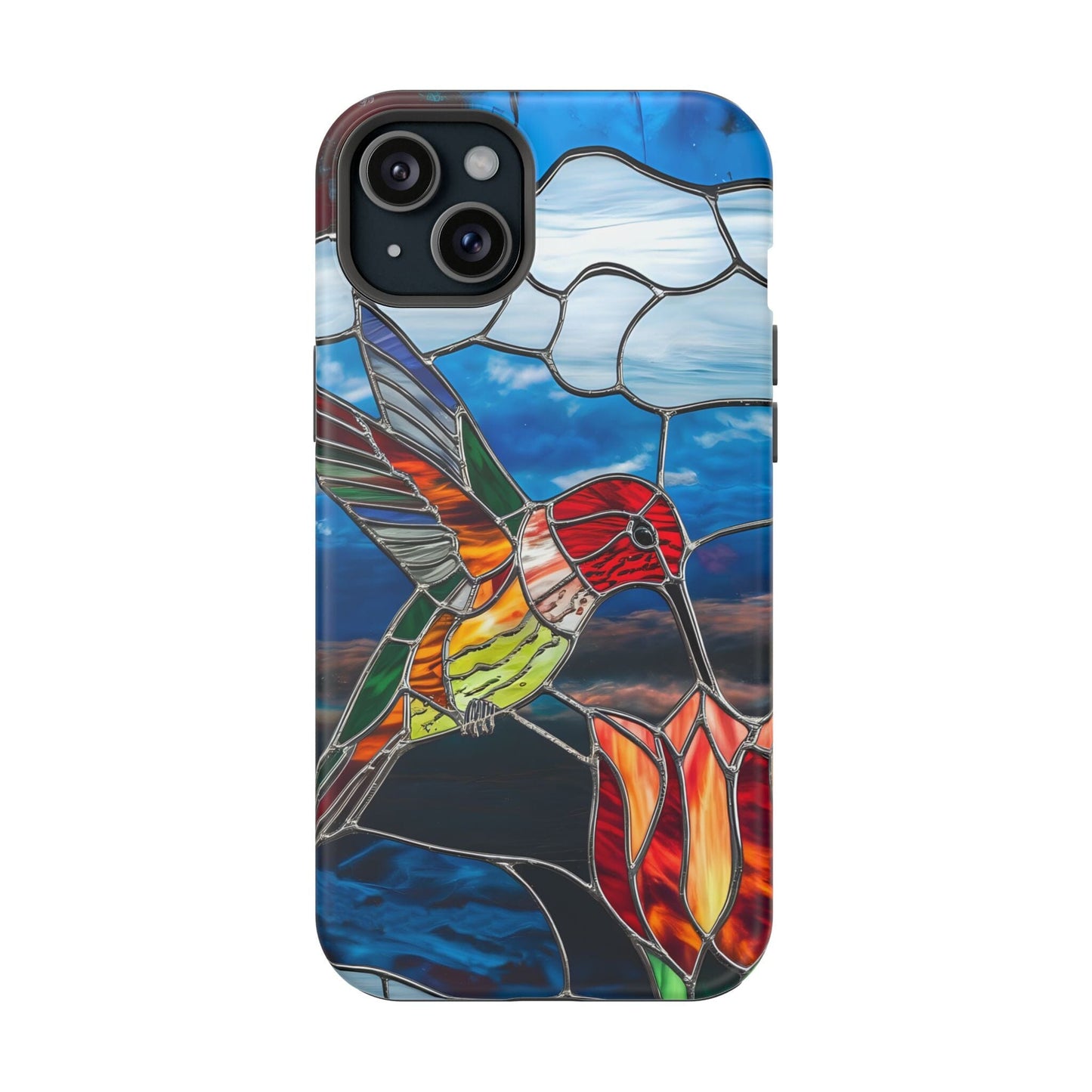 Stained Glass Humming Bird Phone Case, Tough Phonecase designed to fit iPhone and Galaxy Bird Lover Gifts Phone Case Printify iPhone 15 Plus Matte Without gift packaging