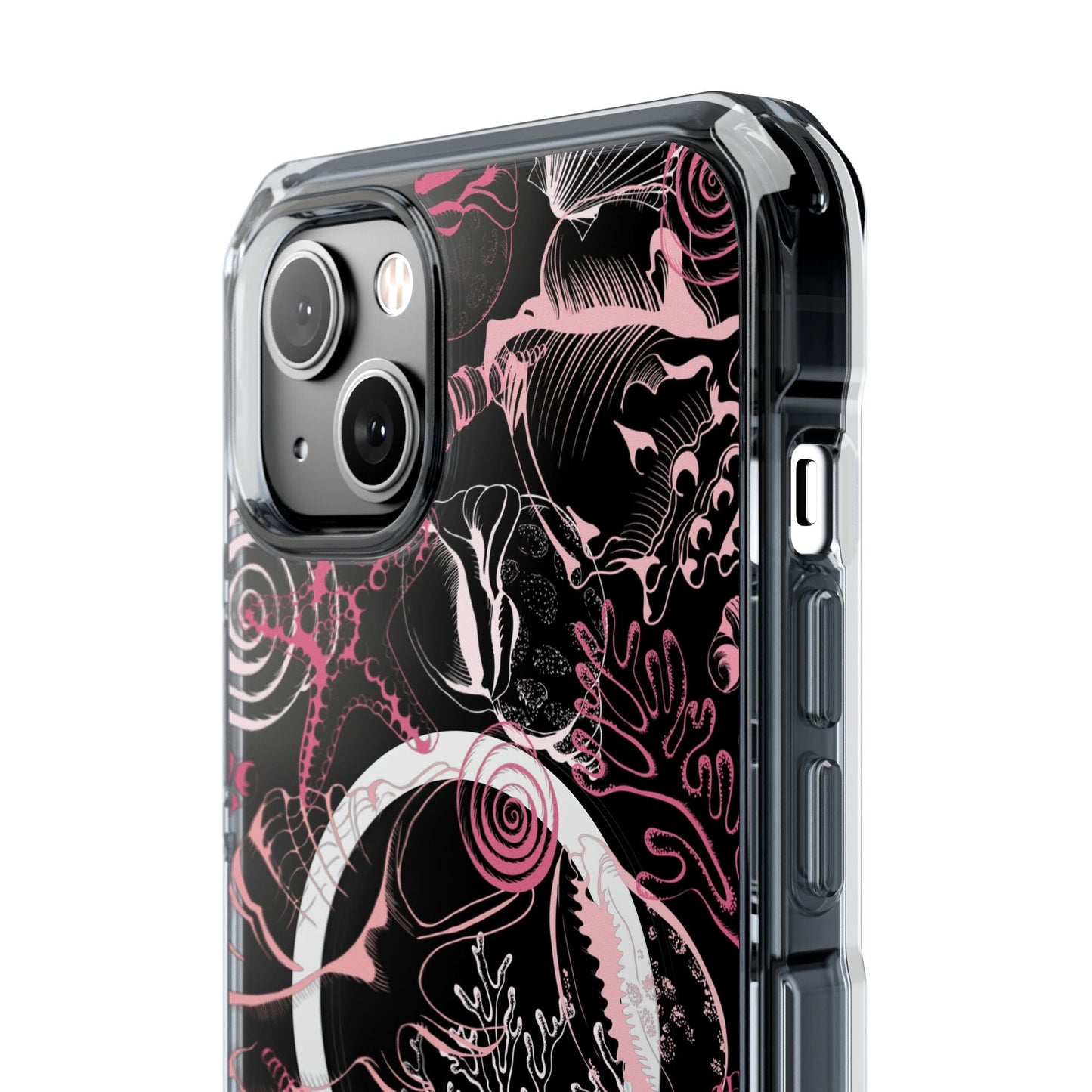 MagSafe® Compatable Clear Phone Case • Pink Seashells Summer Phone Case Designed to fit iPhone 14-16 Models Phone Case Printify
