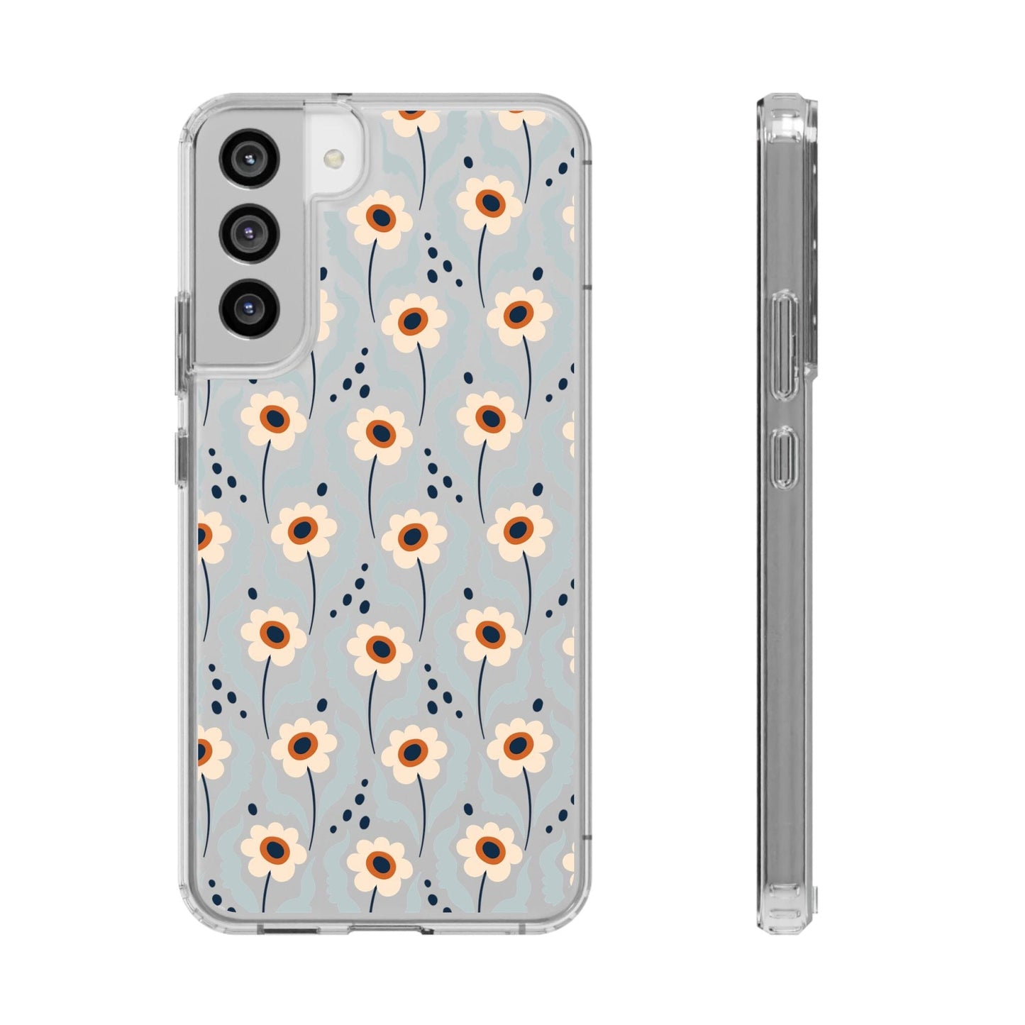 Retro Daisies Clear Phone Case • Designed to fit Most iPhone and Samsung Phones Phone Case Printify Samsung Galaxy S22 Plus Without gift packaging