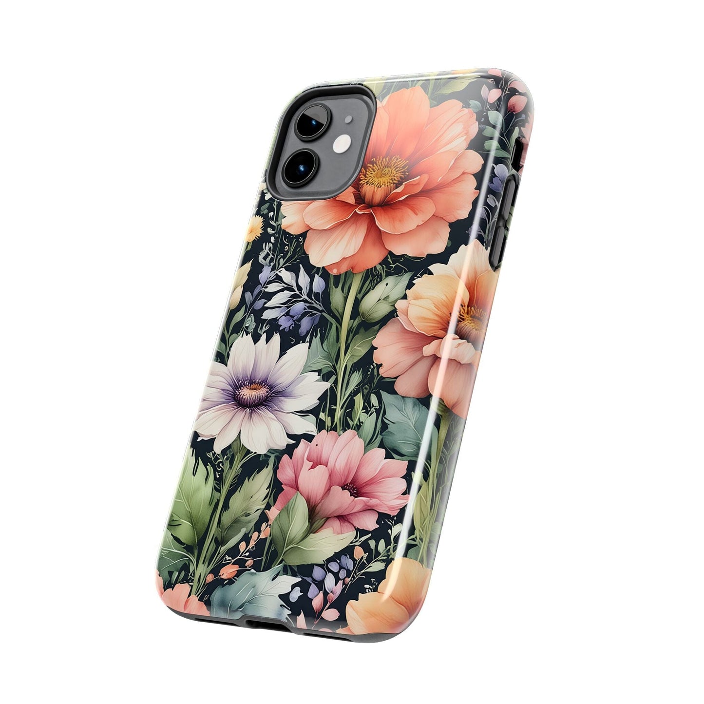 Fall Blue Floral Phonecases, Cute Boho Aesthetic Tough Cases Compatible with most iPhone and Samsung Galaxy Models Phone Case Printify