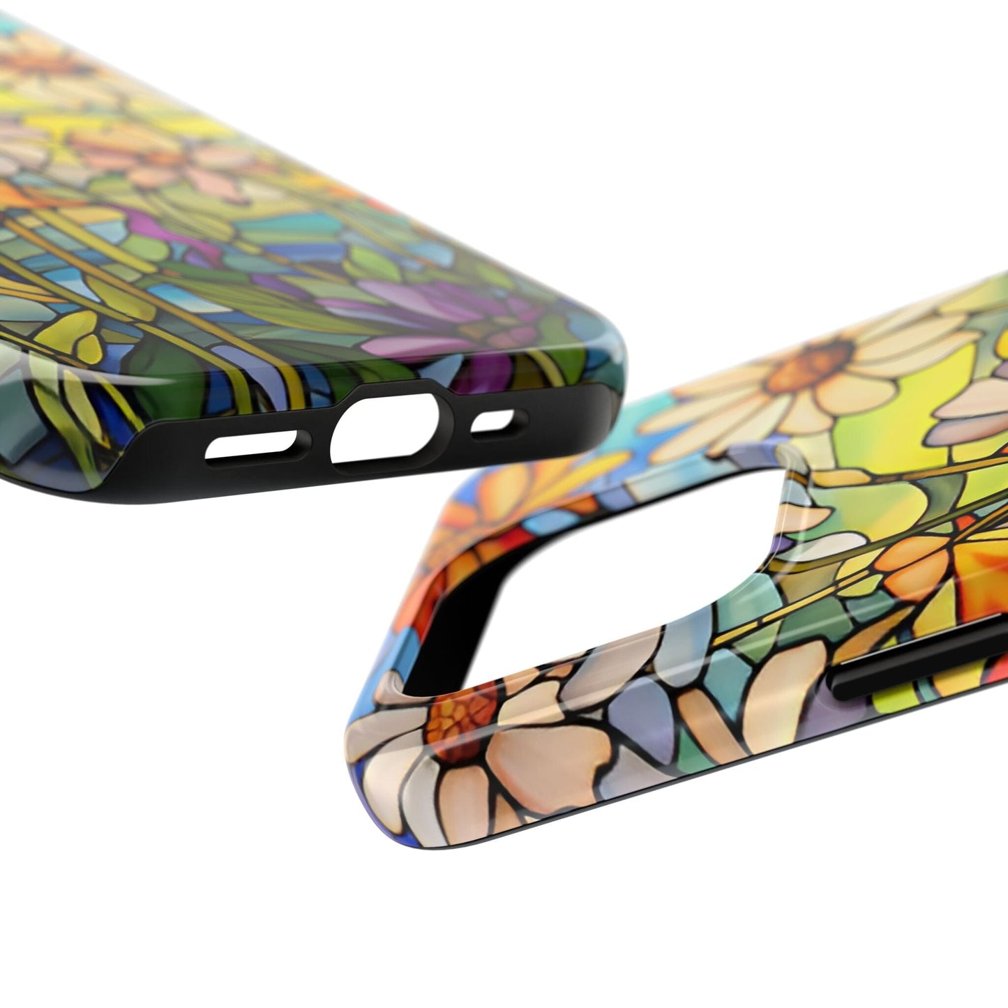 Stained Glass Daisies Impact Resistant Phone Case • Designed to fit most iPhone and Samsung Models Phone Case Printify