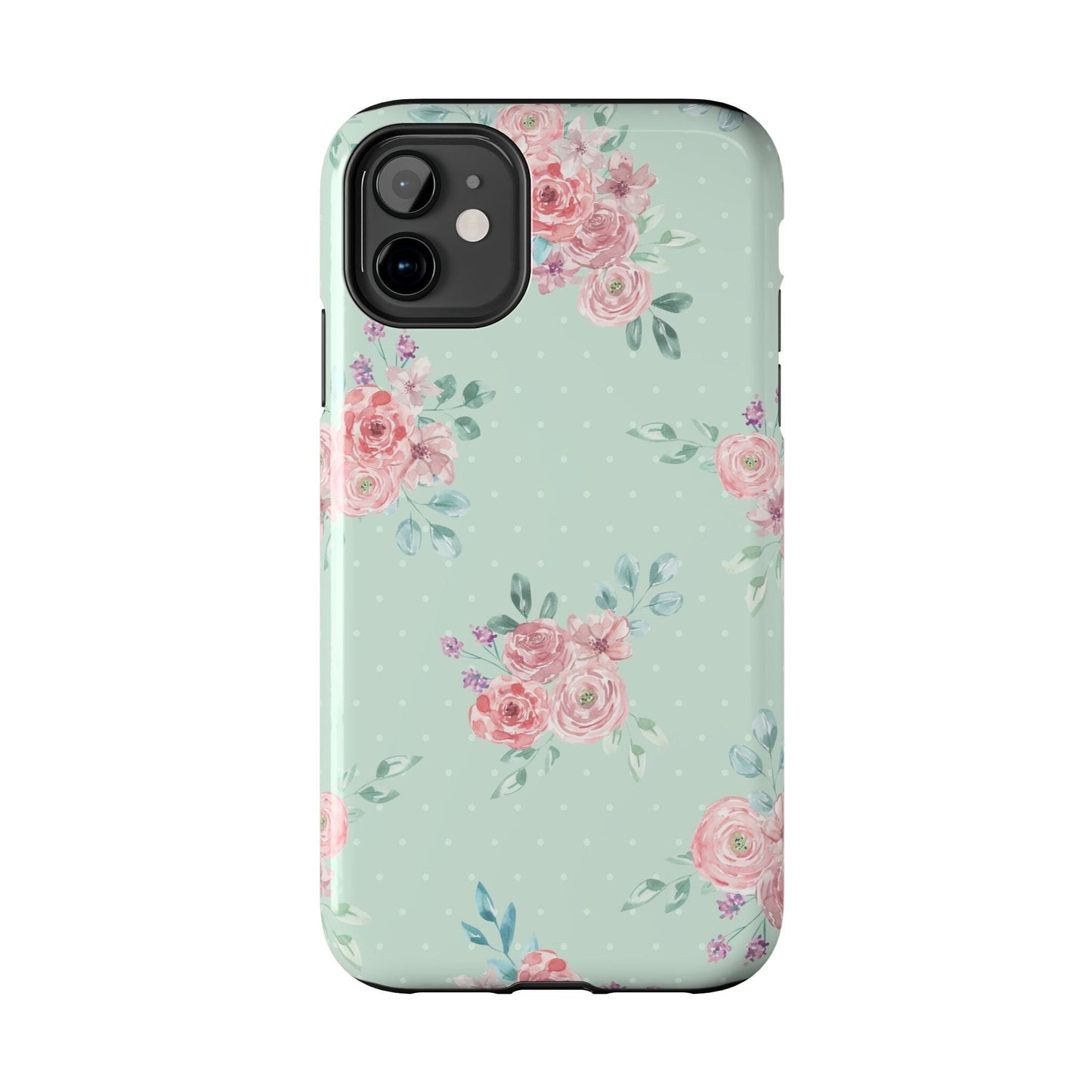 Green Floral Phone Case, Summer Flower Phonecases, Coquette Aesthetic iPhone Case for 15 14 13 12 Cell Phone Covers Phone Case Printify