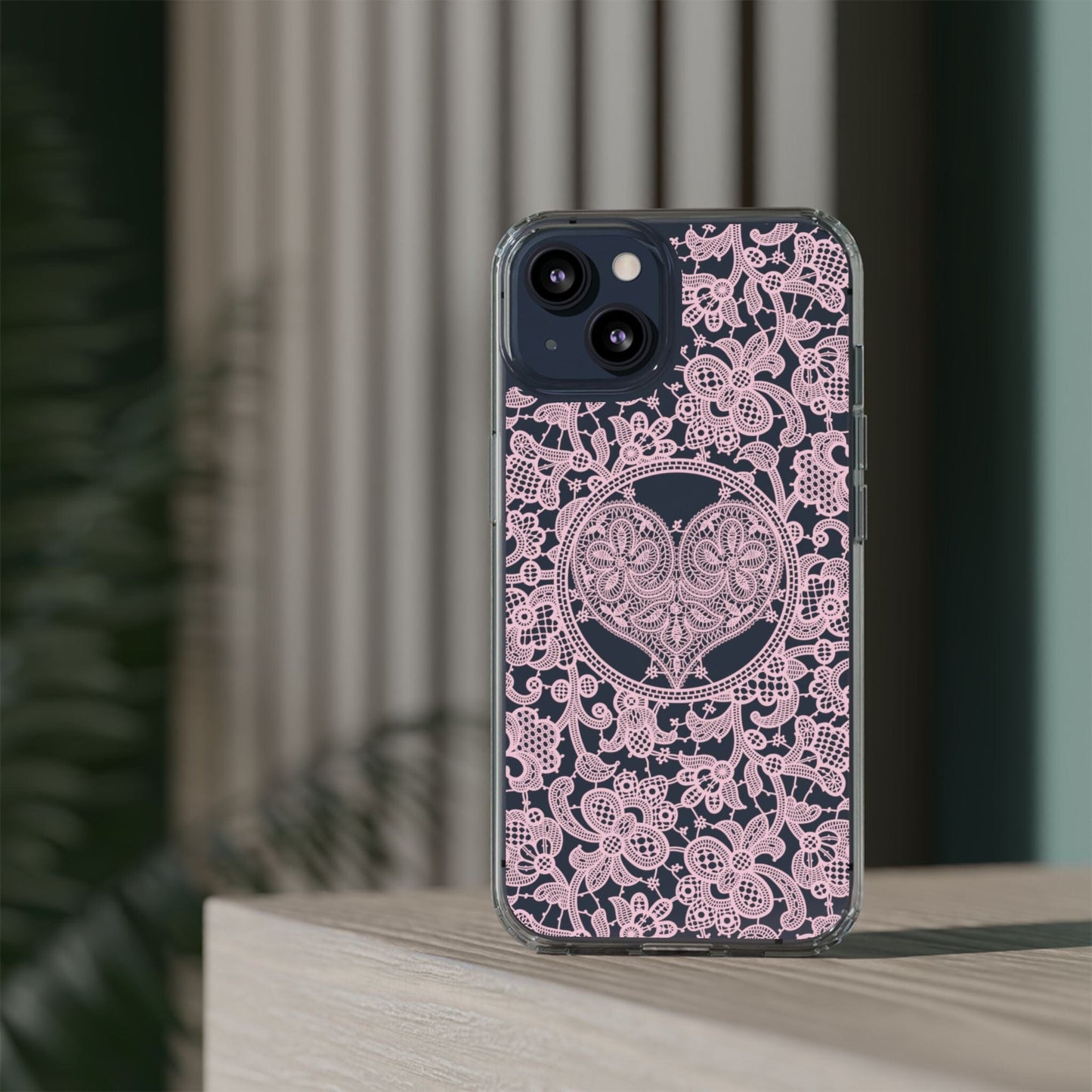 Pink Lace Coquette Phone Case • Clear Phone Case Designed to fit most iPhone and Samsung Phones Phone Case Printify