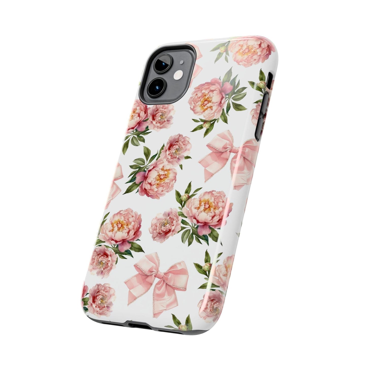 Coquette iPhone 15 Phone Case, Pink Floral Phone Case, Summer Flowers Phonecase, Peonies and Bows iPhone 12, iPhone 14, Samsung Galaxy S23 Phone Case Printify