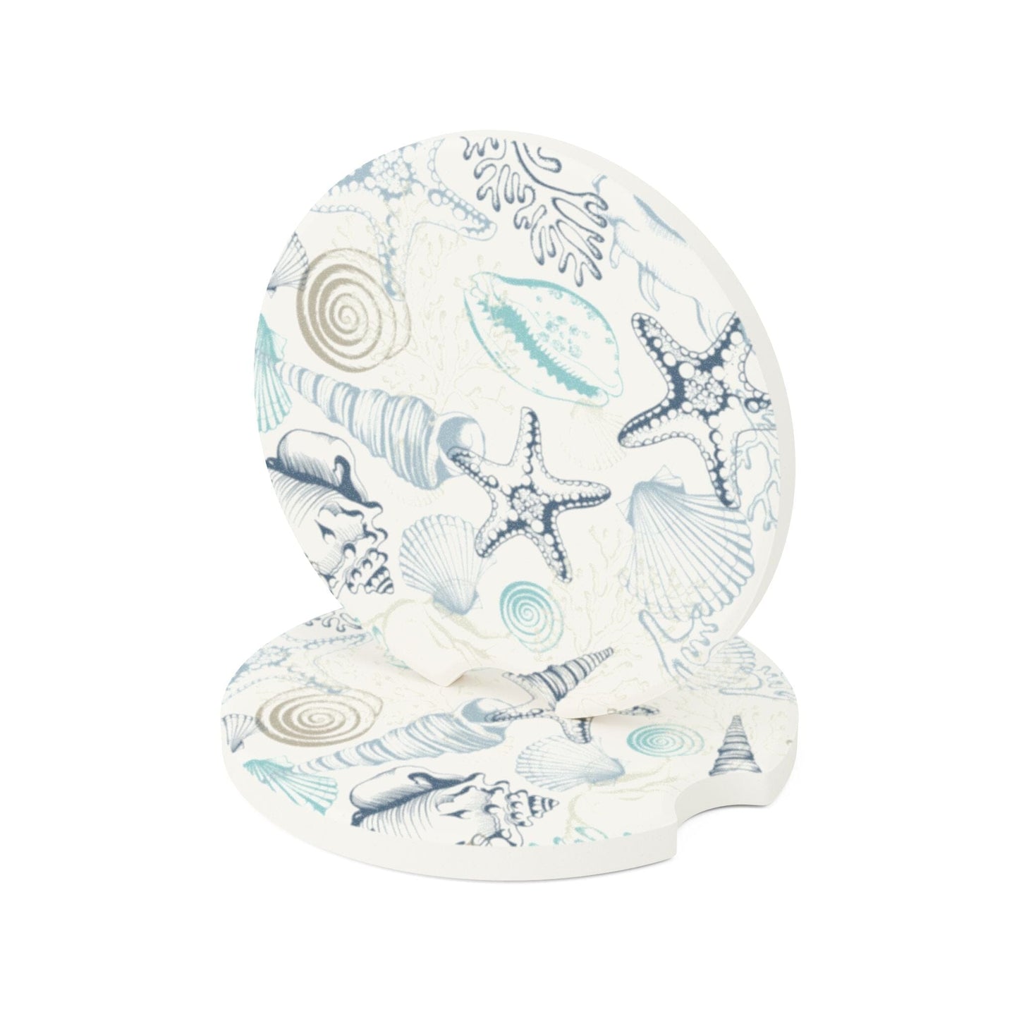 Ocean-Inspired Seashell Car Coaster Set, Summer Drink Cup Holder Coasters • Cute Car Accessories Home Decor Printify 2.6'' × 2.6" 2pcs