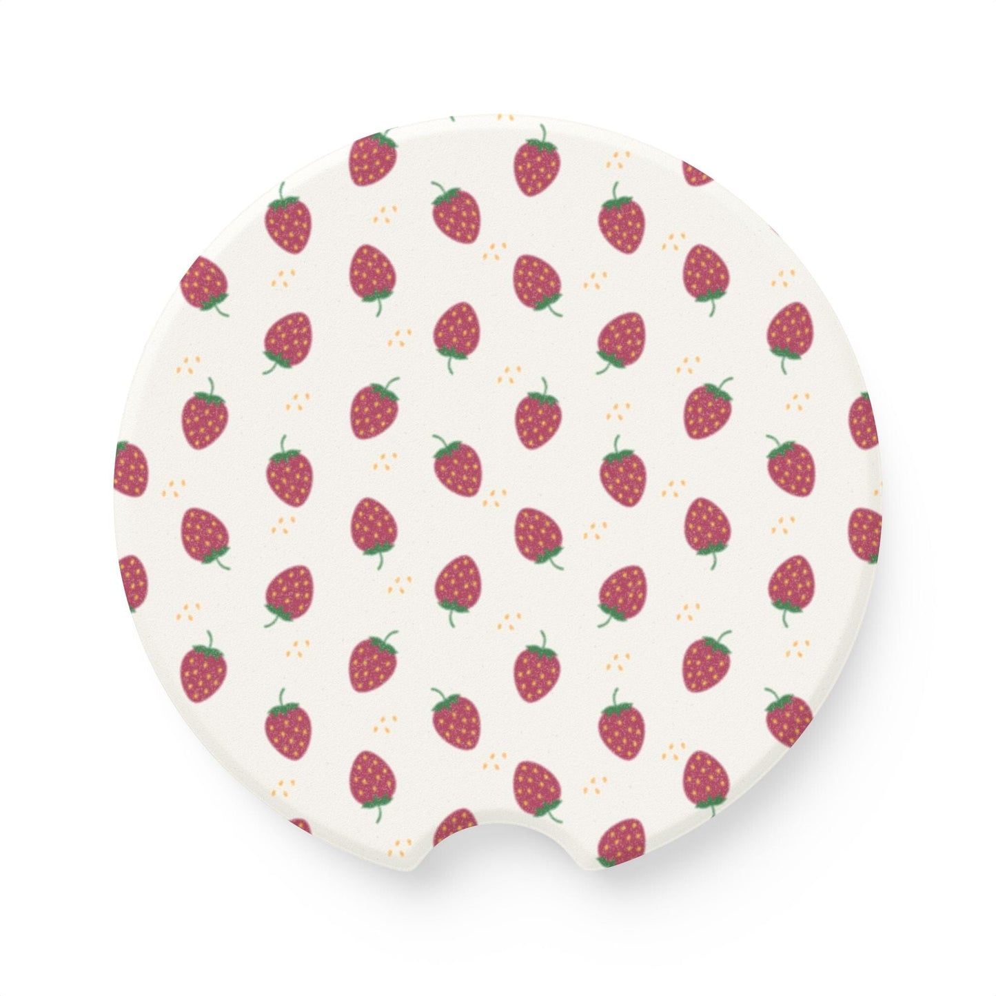 Strawberry Car Coaster, Cute Car Accessories, Coquette Cup Holder Coasters, Preppy Trendy, Summer Soapstone Car Coaster, Set of 2 Home Decor Printify