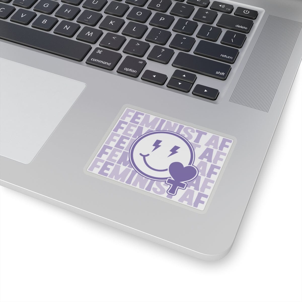 Feminist Stickers, Smiling Face Sticker Paper products Printify 3" × 3" Transparent