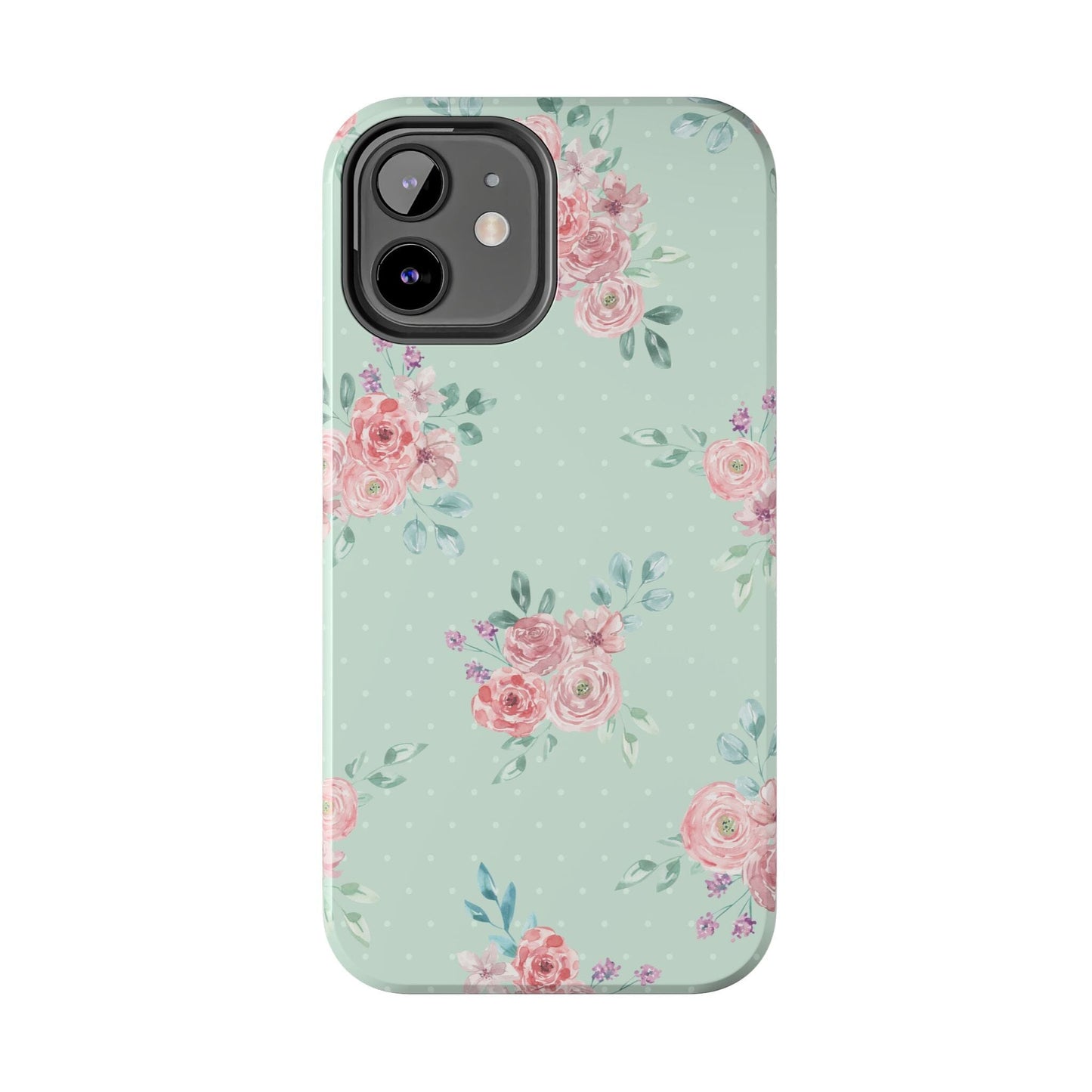 Green Floral Phone Case, Summer Flower Phonecases, Coquette Aesthetic iPhone Case for 15 14 13 12 Cell Phone Covers Phone Case Printify