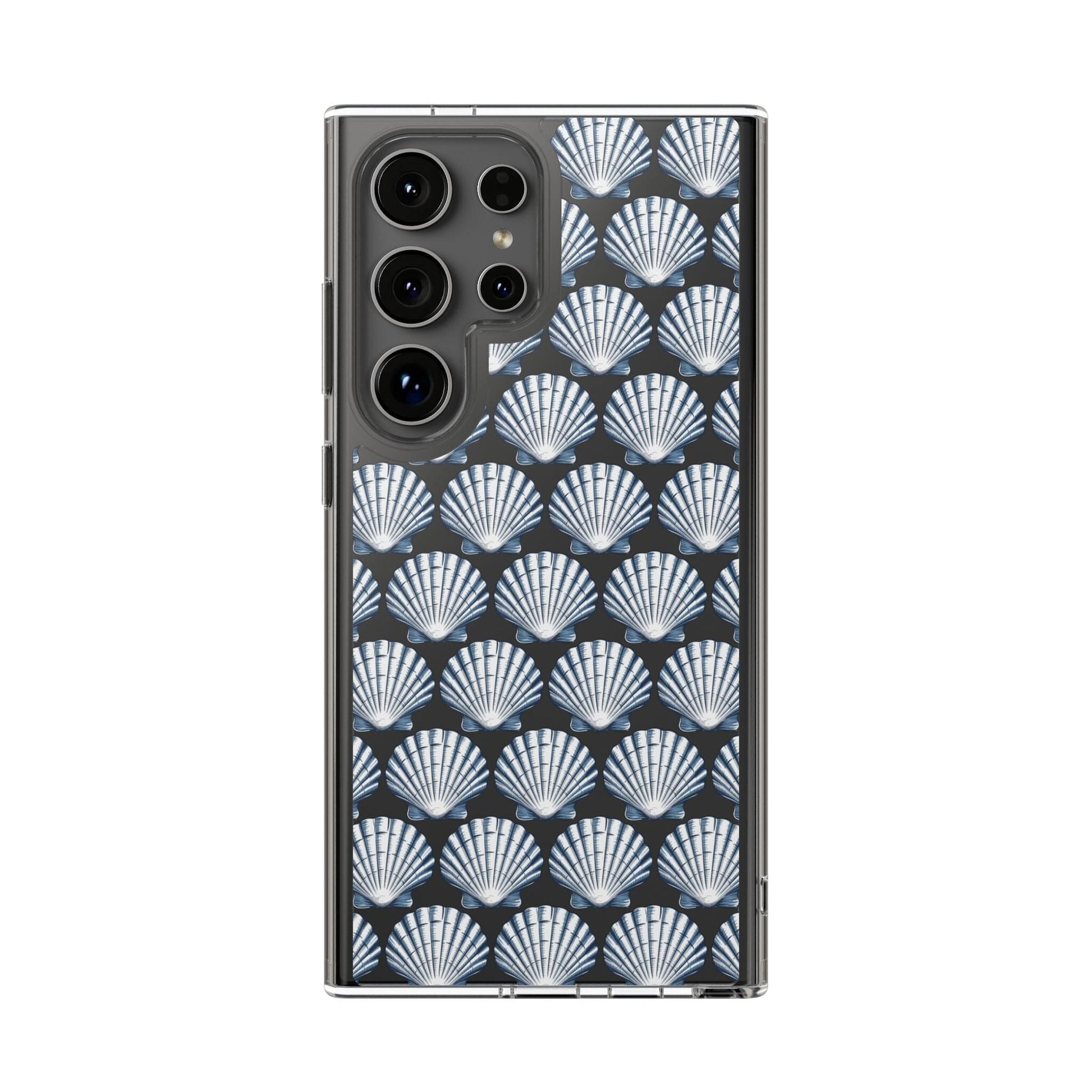 Blue iPhone 16 Clear Case, Seashell Phone Case, Coastal Vibes Mosaic Phone Case, iPhone 16 Pro Max, iPhone 15 Plus, Samsung Galaxy S24 Phone Case Printify Samsung Galaxy S24 Ultra Without gift packaging