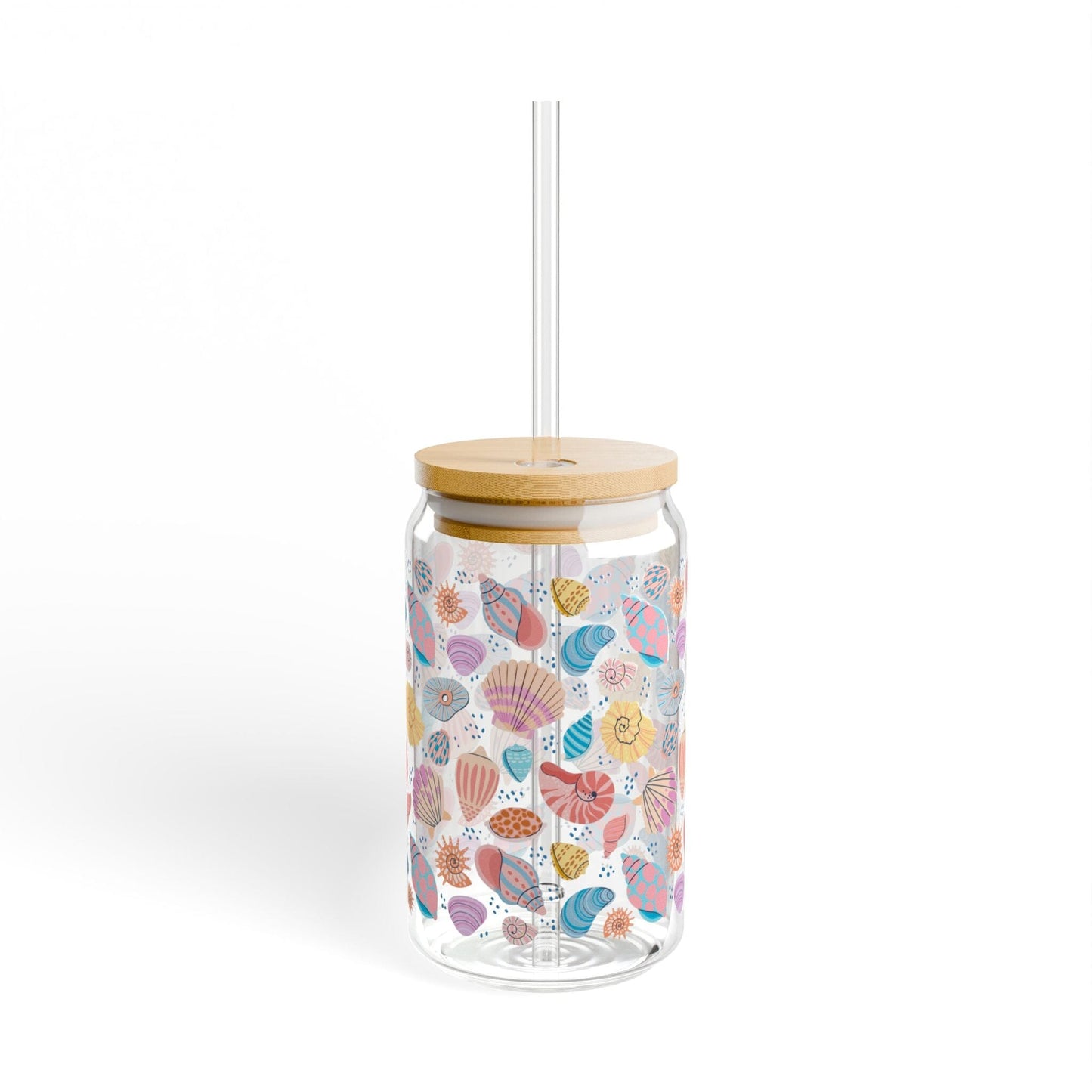 Meet Me at the Beach Sipper Glass • Beach Wedding Favors, Cute Iced Coffee Cup Mug Printify With lid and straw 16oz