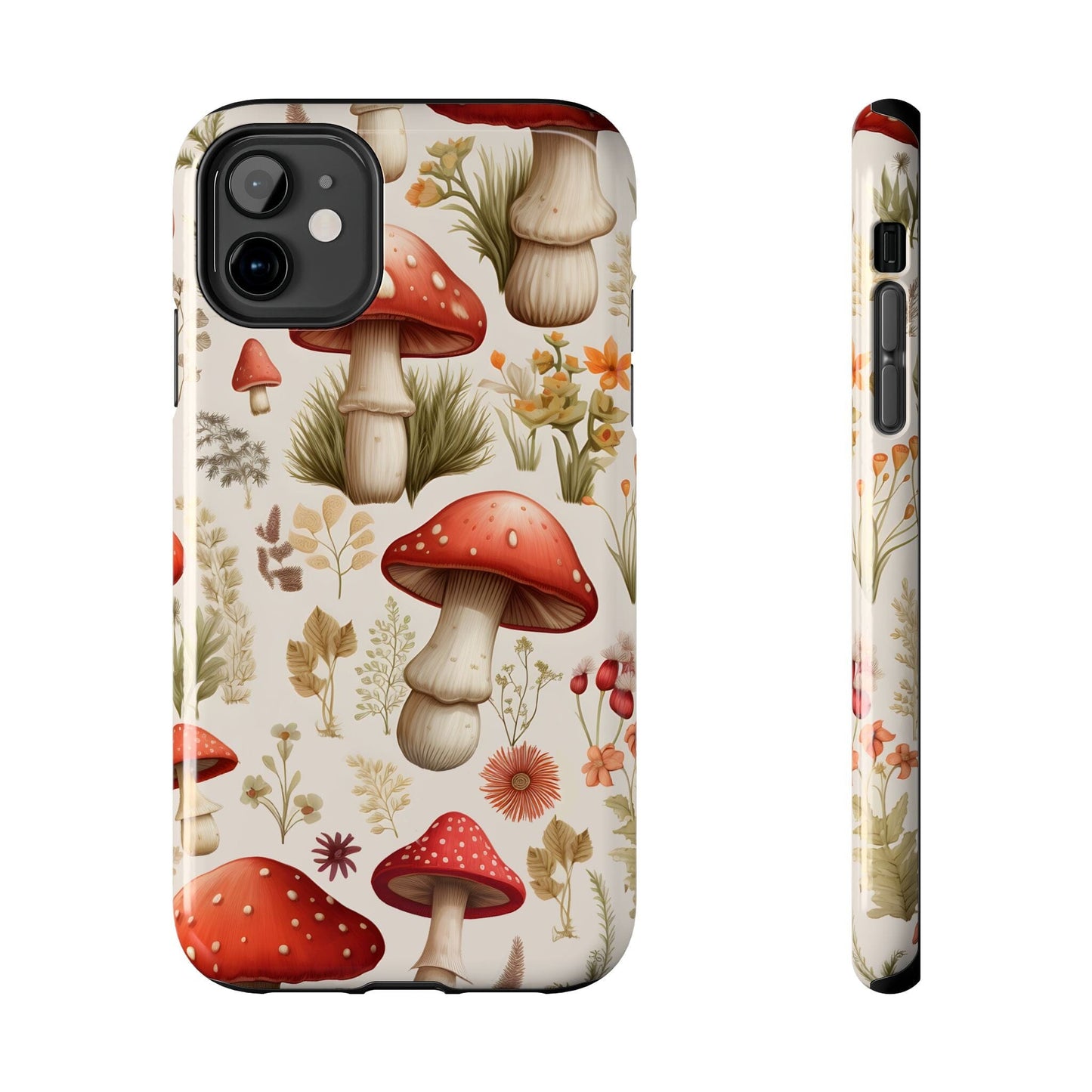 Folk Art Cottagecore Mushroom Phone Cases, Boho Retro Tough Phone Cases Compatible with most iPhone and Samsung Galaxy Models Phone Case Printify iPhone 15