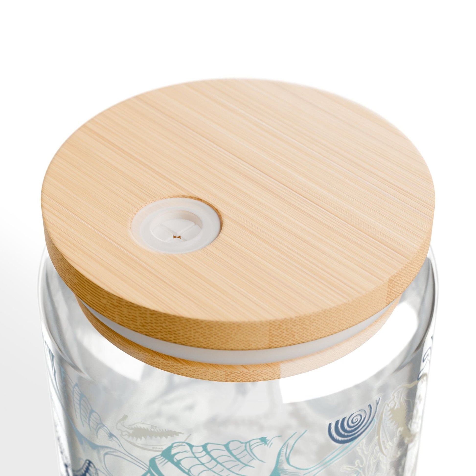 Coastal Vibes Blue Seashell Sipper Glass • 16oz Ocean-Inspired Iced Coffee Cup Mug Printify