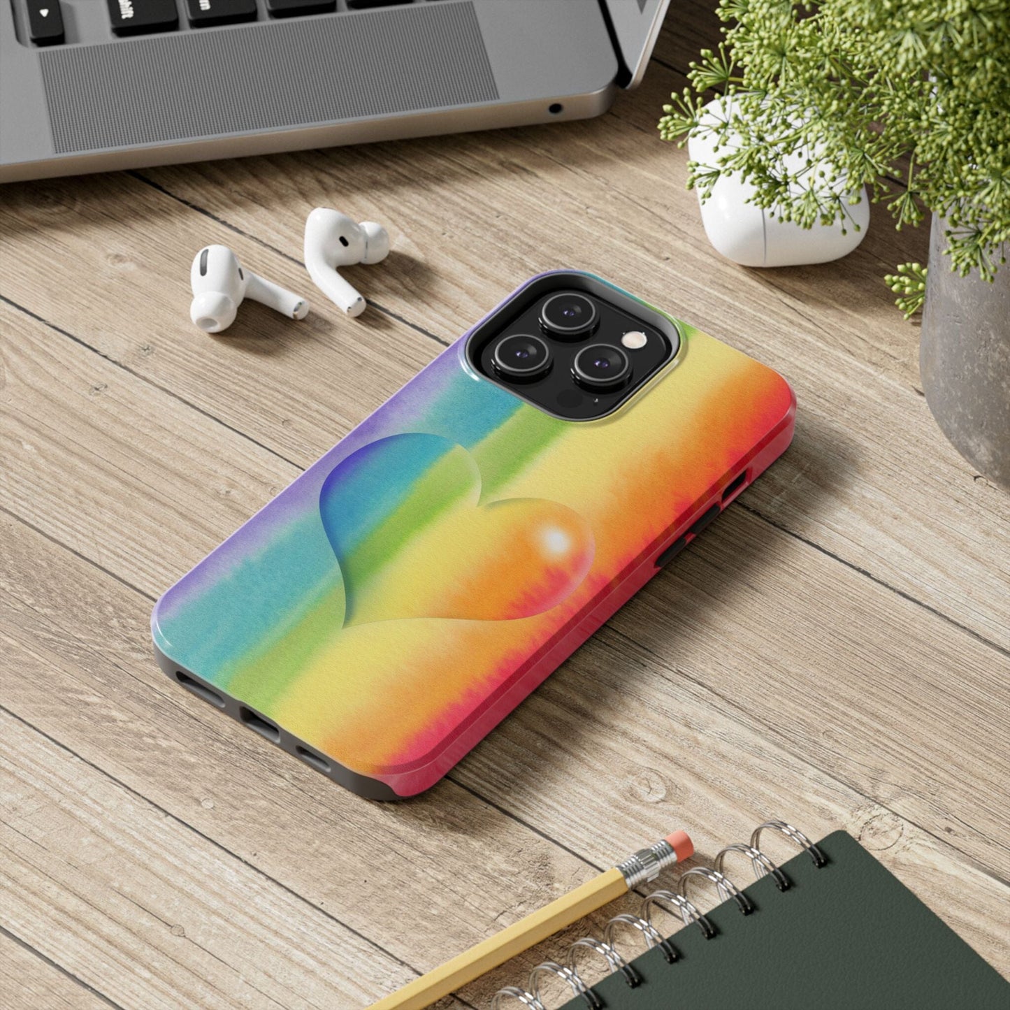 Rainbow Heart iPhone 16 Pride Case • Designed to fit most iPhone and Samsung Models Phone Case Printify iPhone 14 Pro Max