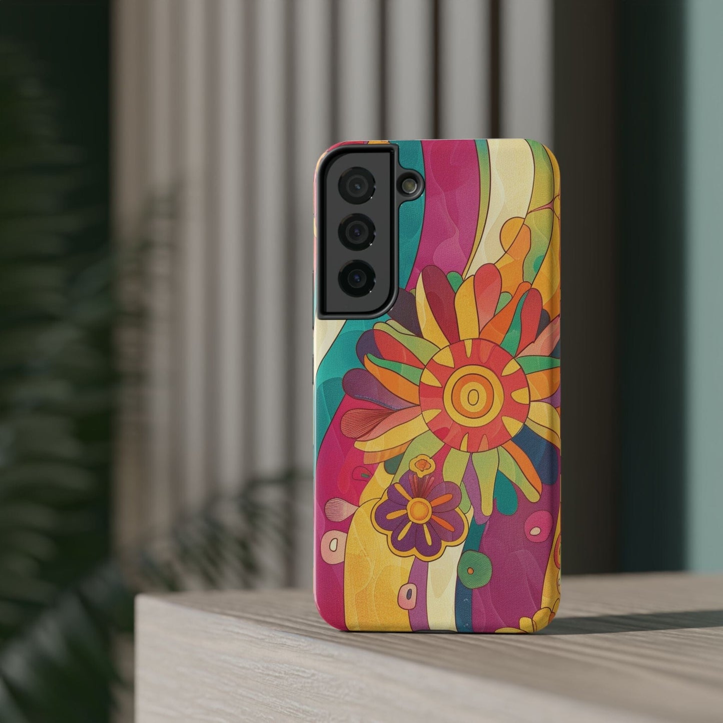 Retro Hippie Impact-Resistant Cases • 70s Daisy Flower Phone Cases Designed to fit Most iPhone and Samsung Phones Phone Case Printify
