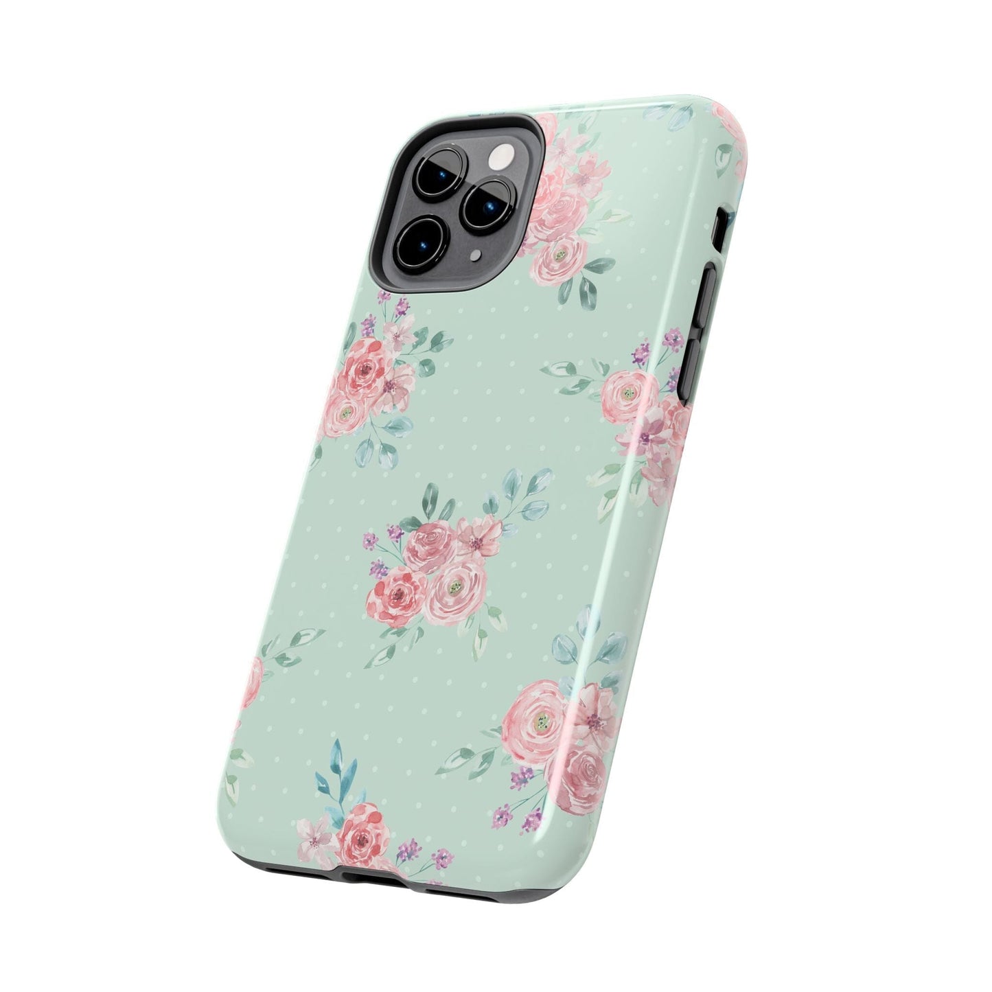Green Floral Phone Case, Summer Flower Phonecases, Coquette Aesthetic iPhone Case for 15 14 13 12 Cell Phone Covers Phone Case Printify