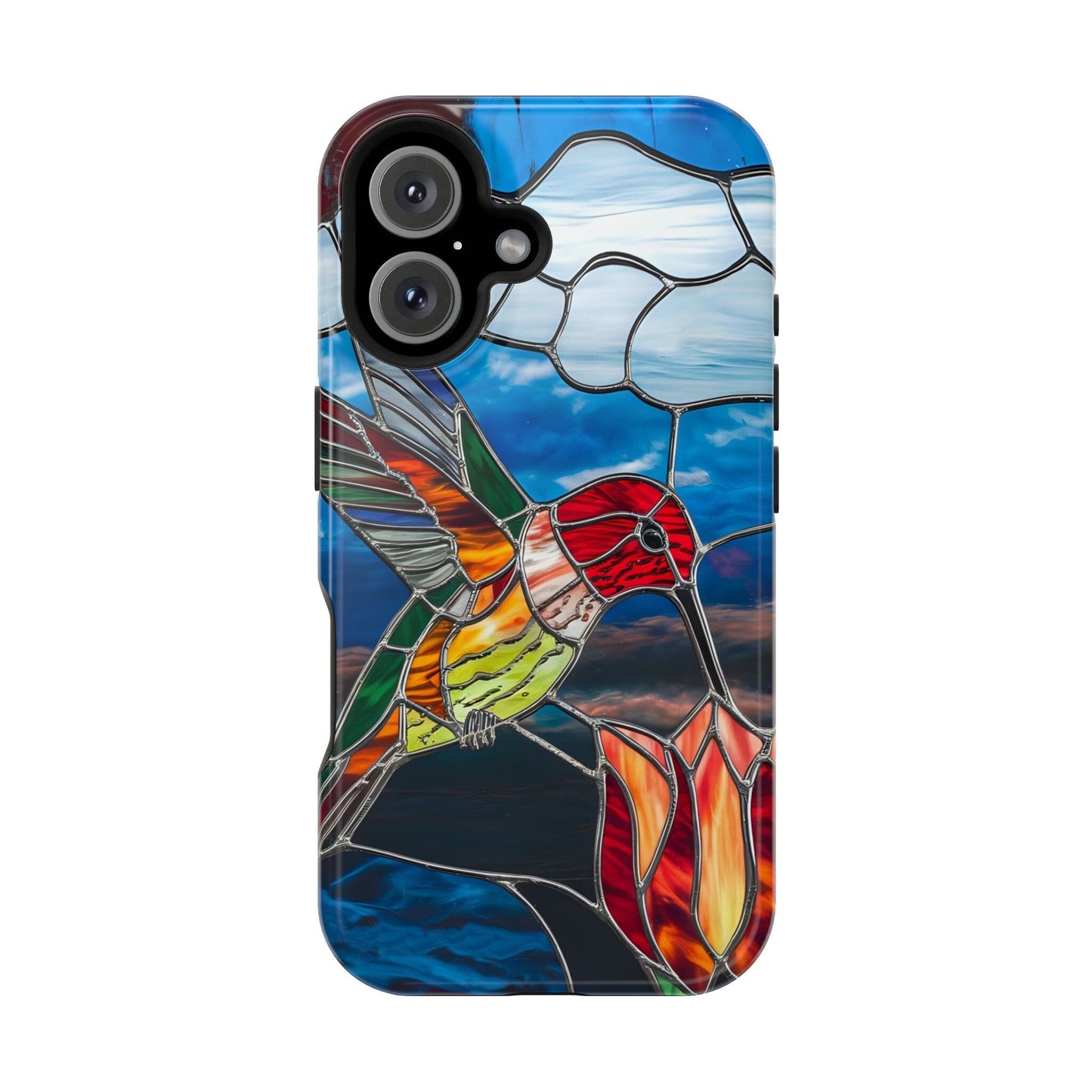 Stained Glass Humming Bird Phone Case, Tough Phonecase designed to fit iPhone and Galaxy Bird Lover Gifts Phone Case Printify iPhone 16 Glossy Without gift packaging