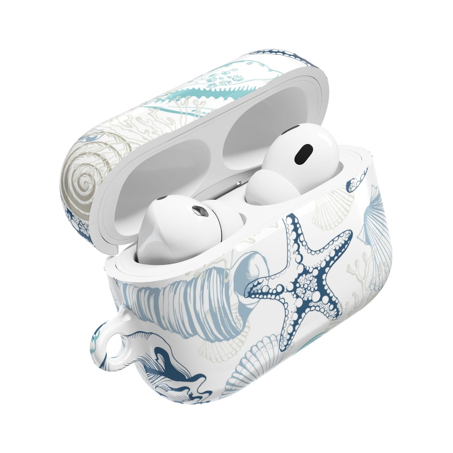 Blue Seashells AirPods Case, Ocean-Inspired Case for Earbuds • Cute Phone Accessories Accessories Printify AirPods Pro Gen 2 White Glossy
