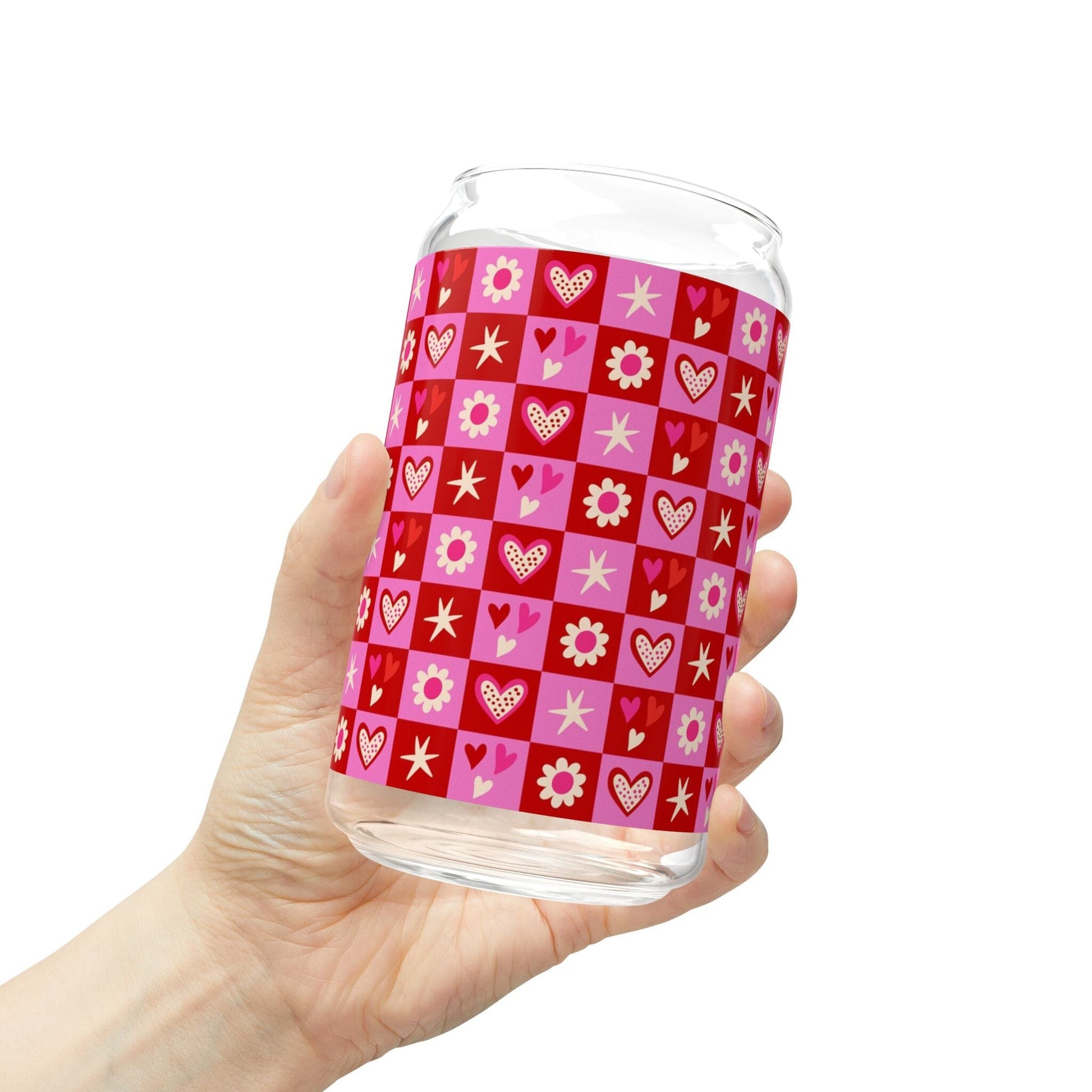 Coquette Hearts & Flowers Sipper Cup, Iced Coffee Cup with Lid Mug Printify