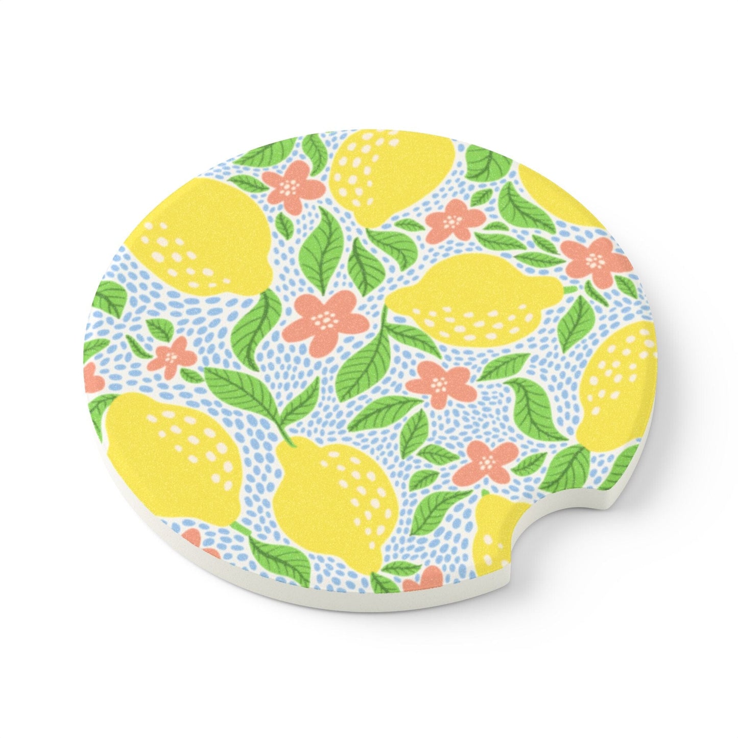 Limoncello Car Coasters, Lemon Floral Cup Holder Coaster • Cute Car Accessories Home Decor Printify 2.6'' × 2.6" 2pcs