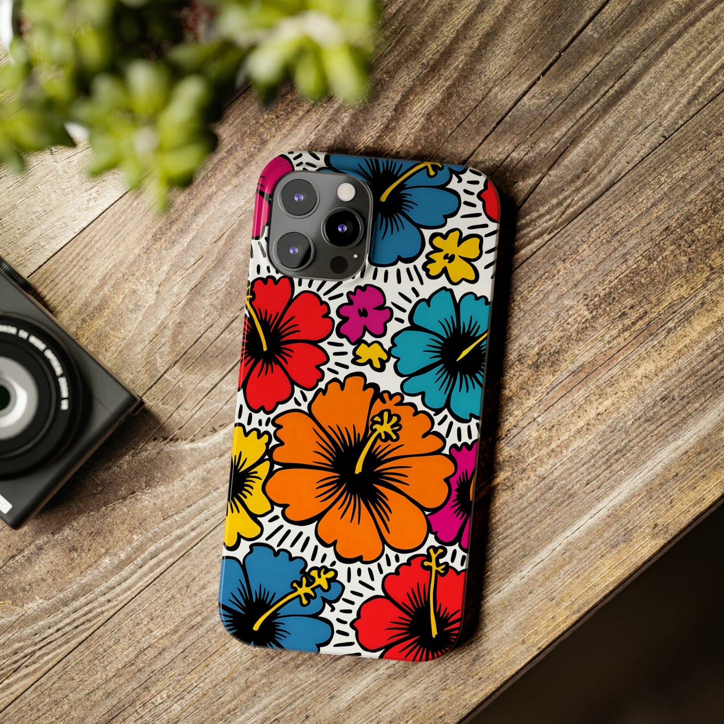 Coconut Girl Hibiscus Phone Case, Pop Art Design, Modern Art Cell Phone Case, iPhone 12-15 Phone Case Printify iPhone 12 Pro Max
