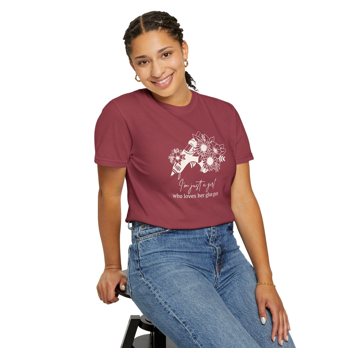 Just A Girl Who Loves Her Glue Gun • Comfort Colors T-shirt T-Shirt Printify