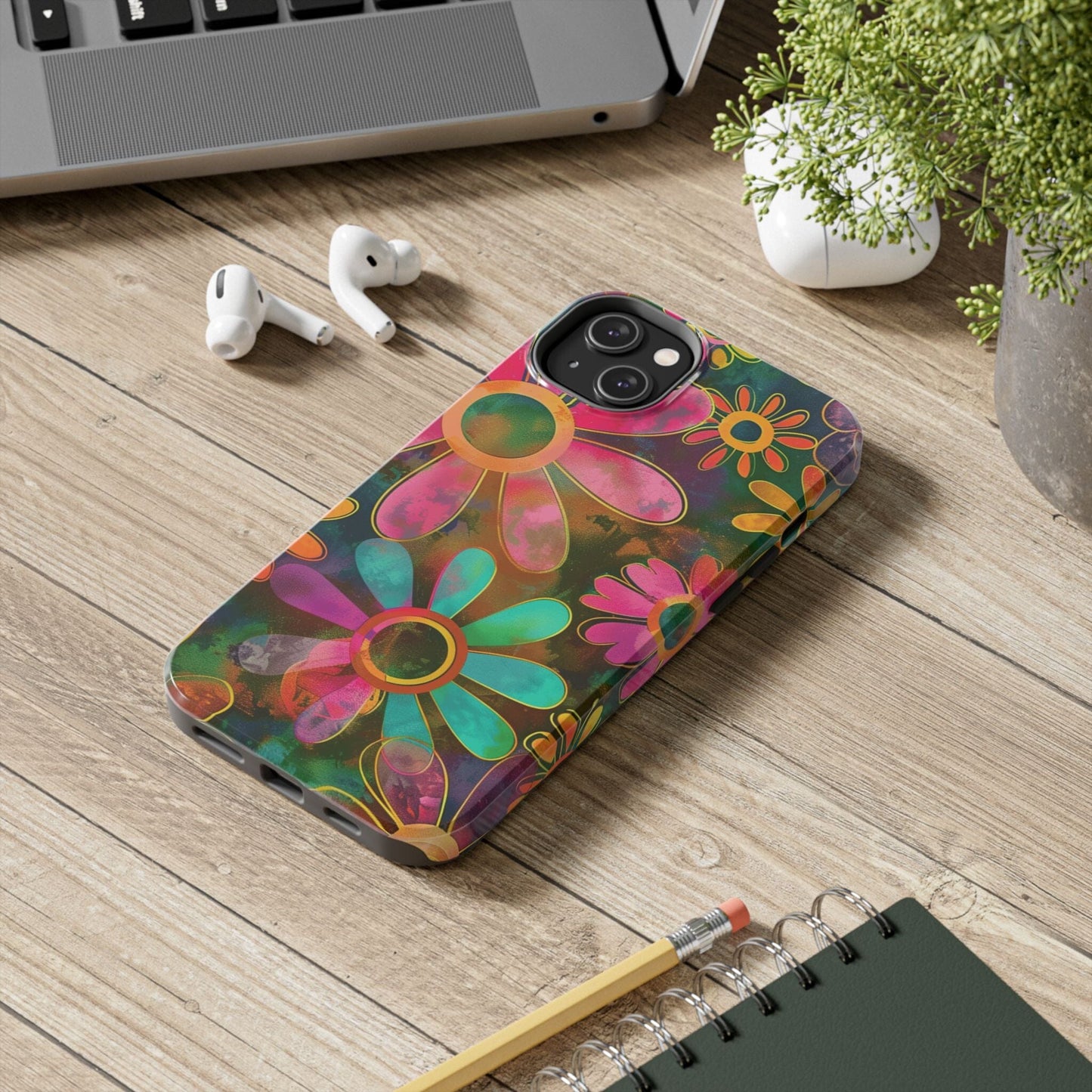 70s Retro Daisy Phone Case • Impact Resistant Cases Designed to fit Most iPhone and Samsung Phones Phone Case Printify