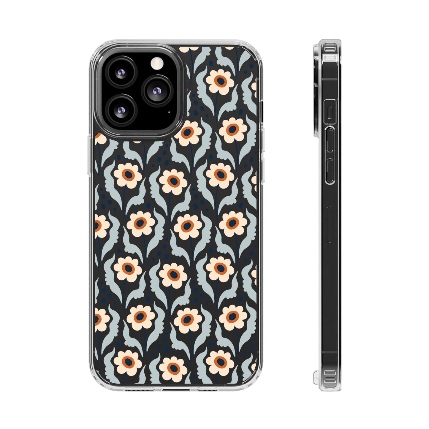 Retro Daisies Clear Phone Case • Designed to fit Most iPhone and Samsung Phones Phone Case Printify iPhone 13 Pro Max Without gift packaging