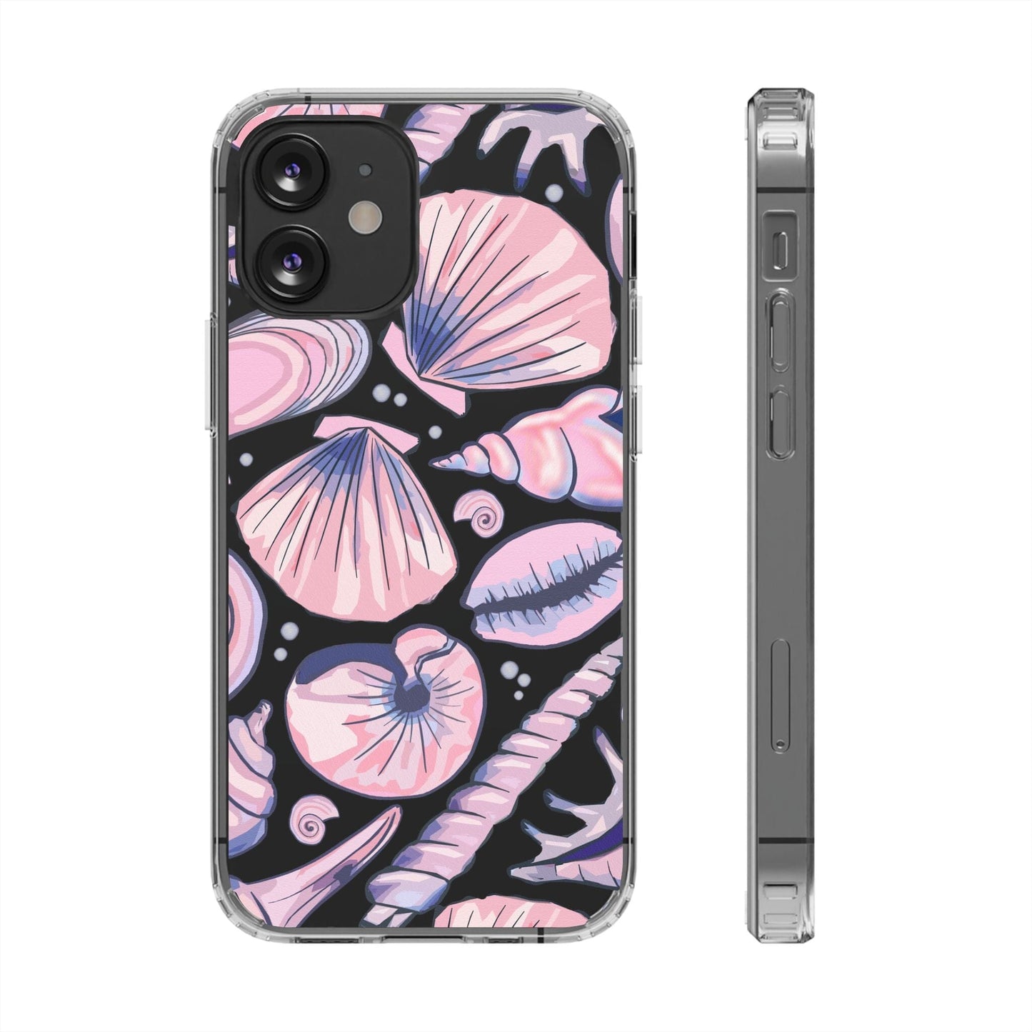 Ocean-Inspired Clear Phone Case, Coastal Aesthetic, Shells Pattern, Summer Vibes iPhone 16 Pro Case, iPhone 15, iPhone 14, Samsung Galaxy Phone Case Printify iPhone 12 Mini Without gift packaging