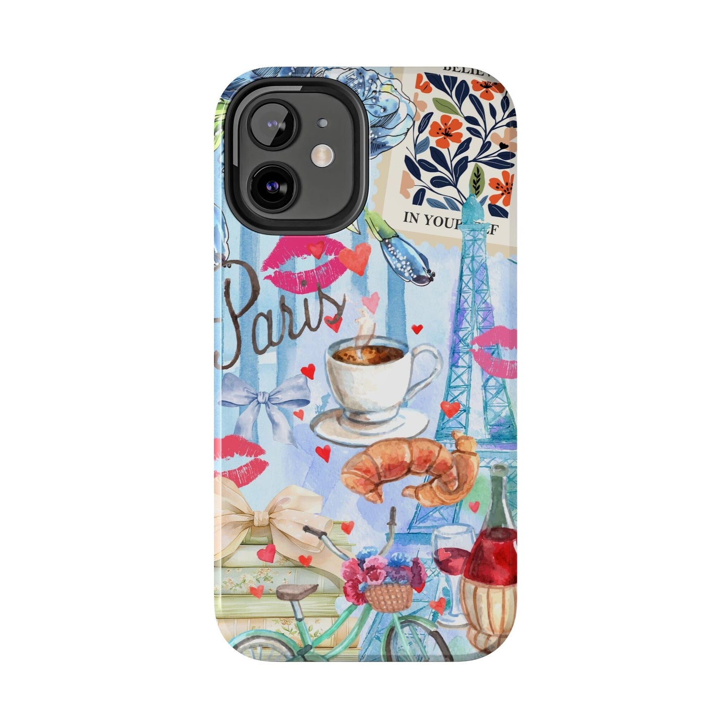 Coquette In Paris, Collage Phone Case, Floral Bookish Aesthetic, Preppy Stuff ~ Cell Phone Case for iPhone 12, iPhone 13, iPhone 14 & 15 Phone Case Printify