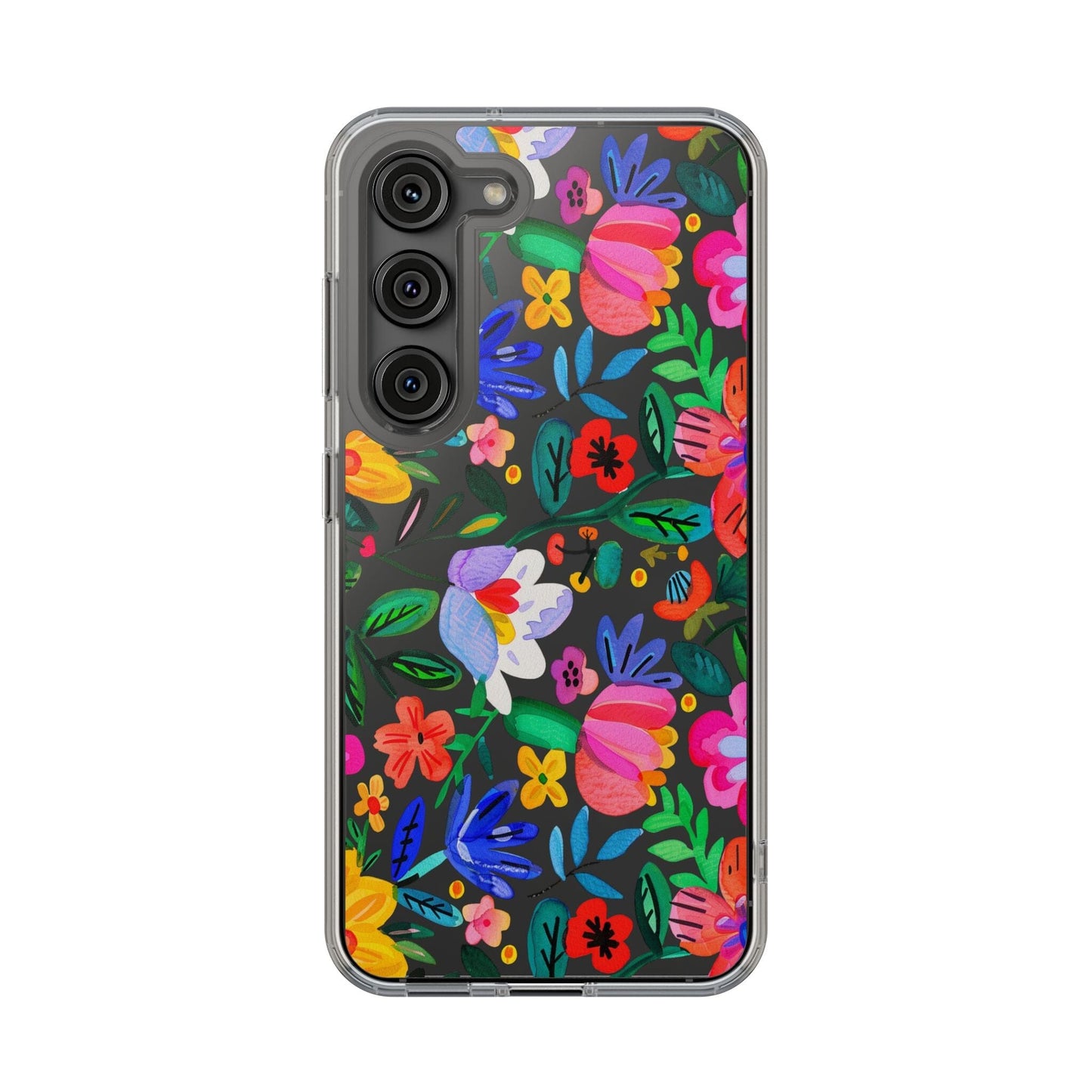 Folk Art Flowers Clear Phone Cases • Summer Floral Phone Case Designed to fit most iPhone and Samsung Phones Phone Case Printify Samsung Galaxy S23 Without gift packaging