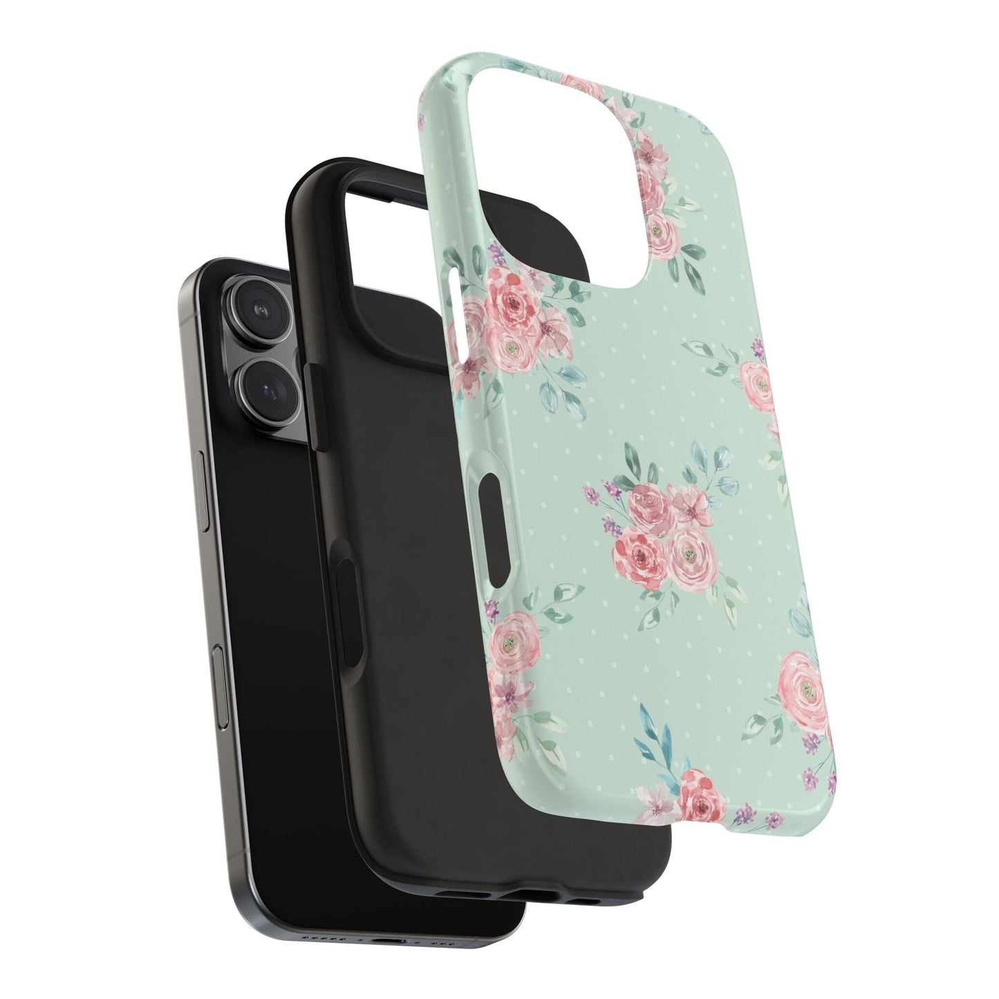 Green Floral Phone Case, Summer Flower Phonecases, Coquette Aesthetic iPhone Case for 15 14 13 12 Cell Phone Covers Phone Case Printify