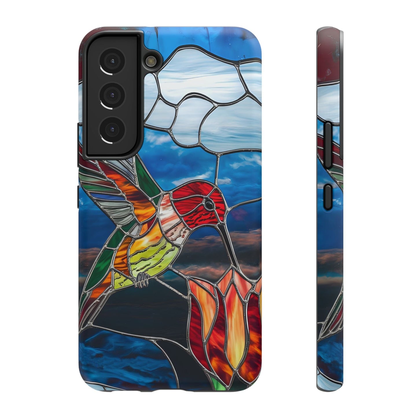 Stained Glass Humming Bird Phone Case, Tough Phonecase designed to fit iPhone and Galaxy Bird Lover Gifts Phone Case Printify Samsung Galaxy S22 Matte Without gift packaging