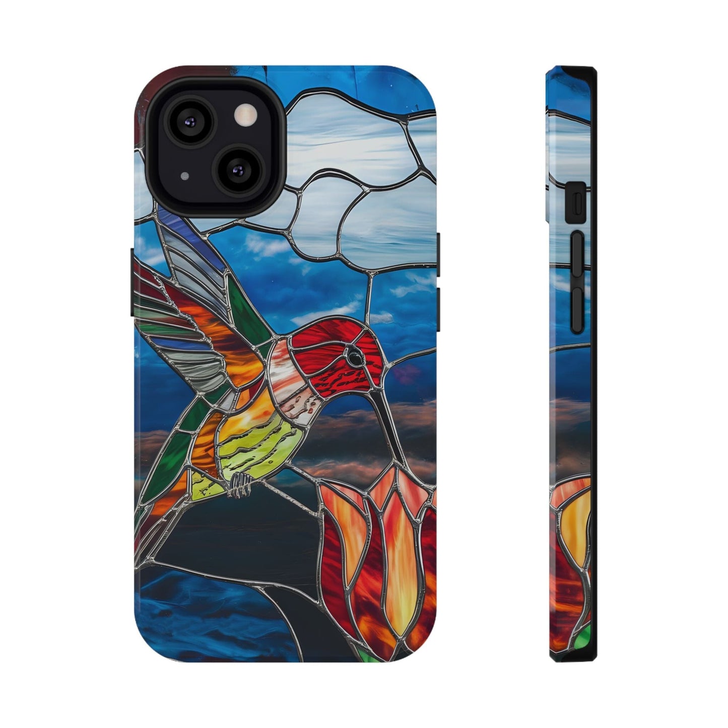 Stained Glass Humming Bird Phone Case, Tough Phonecase designed to fit iPhone and Galaxy Bird Lover Gifts Phone Case Printify iPhone 13 Glossy Without gift packaging
