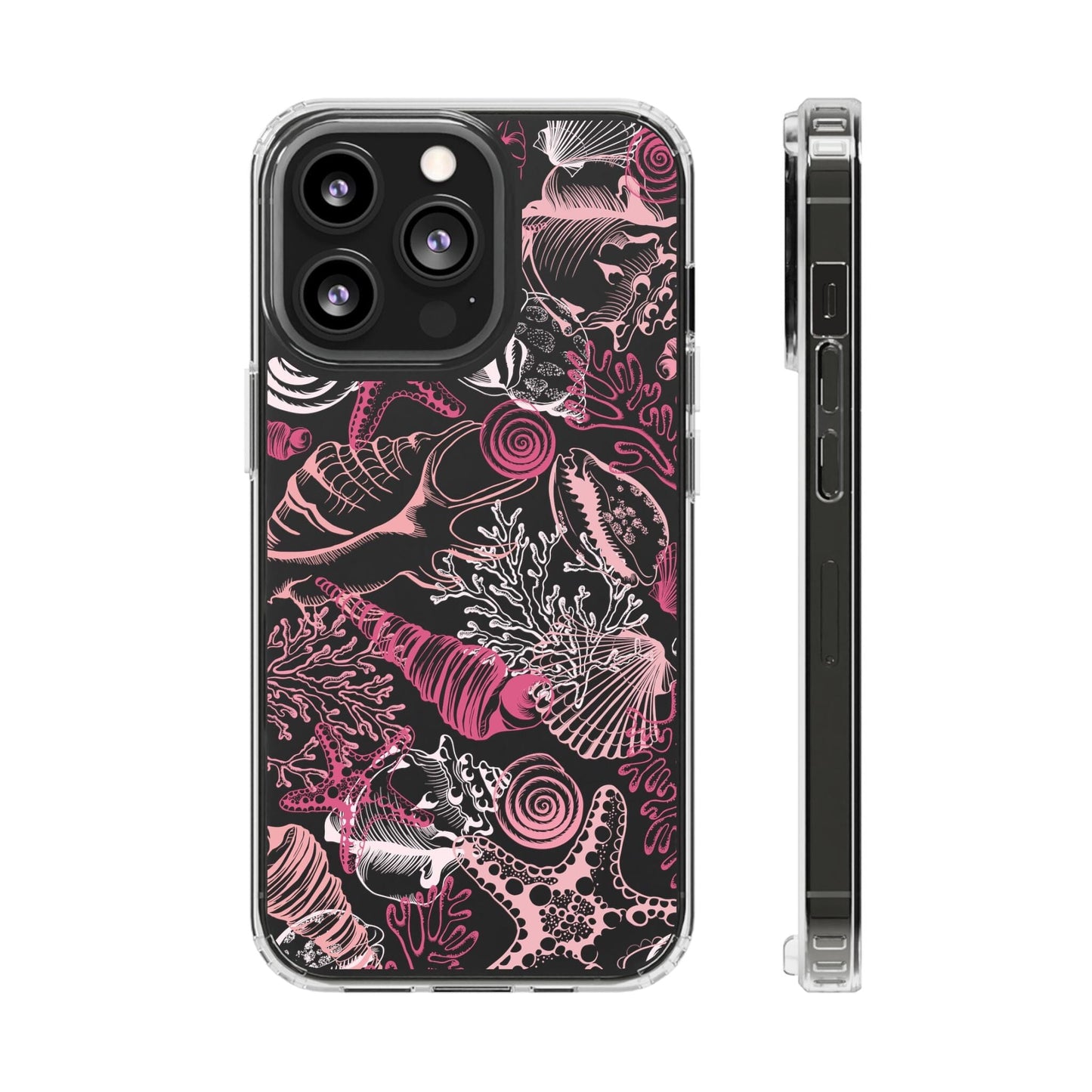 Pink Seashells Phone Case, Clear Summer Phone Cases Compatible with most iPhone and Samsung Galaxy Models Phone Case Printify iPhone 13 Pro