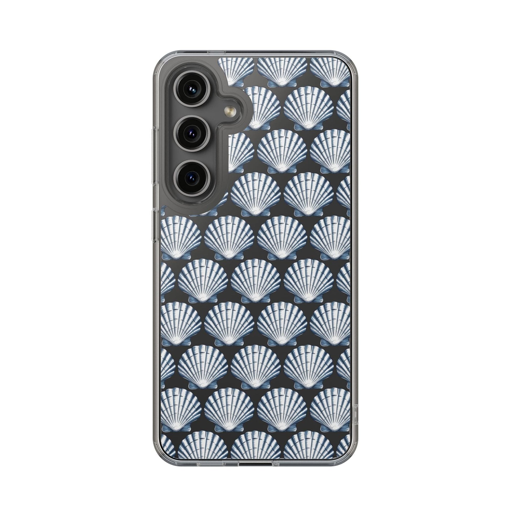 Blue iPhone 16 Clear Case, Seashell Phone Case, Coastal Vibes Mosaic Phone Case, iPhone 16 Pro Max, iPhone 15 Plus, Samsung Galaxy S24 Phone Case Printify
