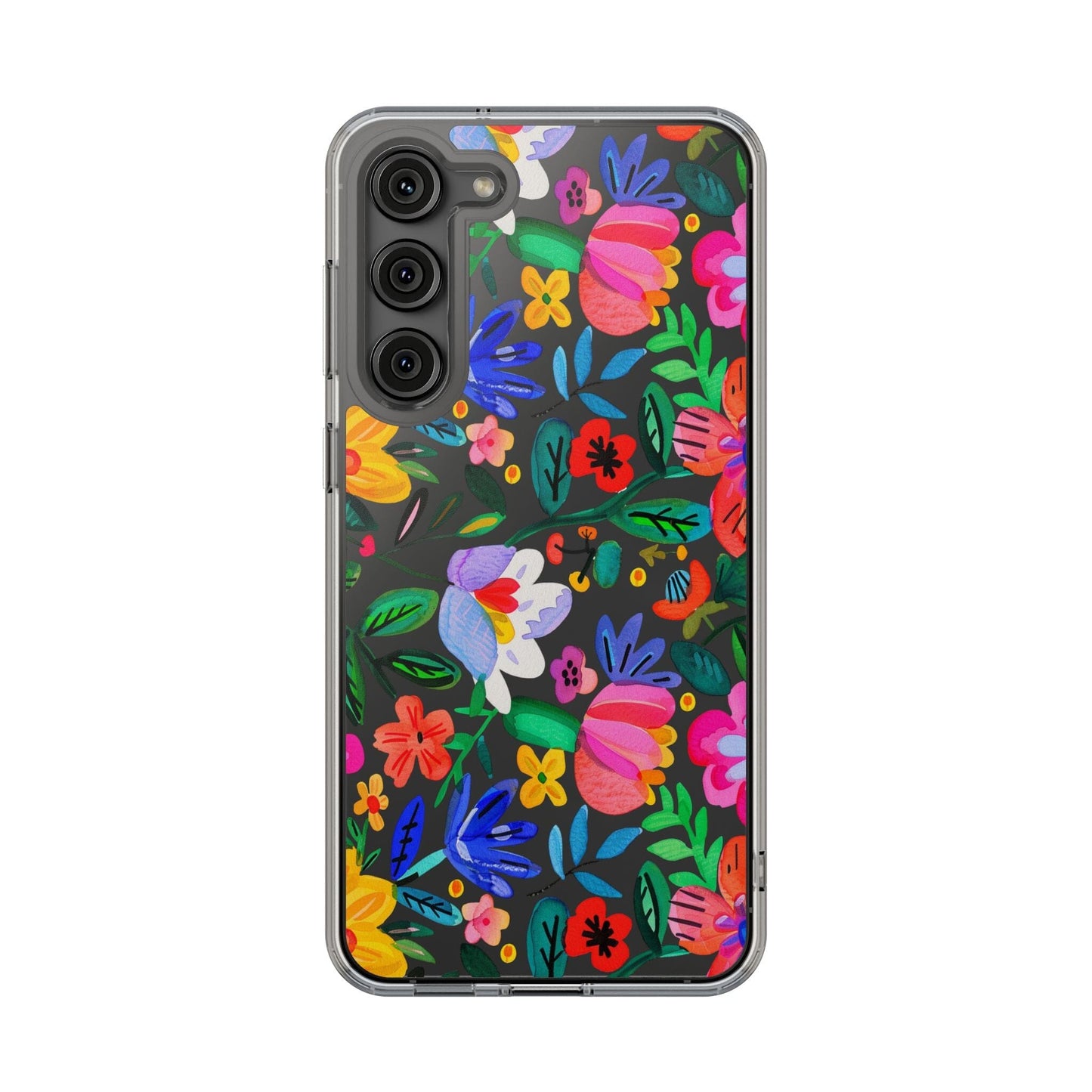 Folk Art Flowers Clear Phone Cases • Summer Floral Phone Case Designed to fit most iPhone and Samsung Phones Phone Case Printify Samsung Galaxy S23 Plus Without gift packaging