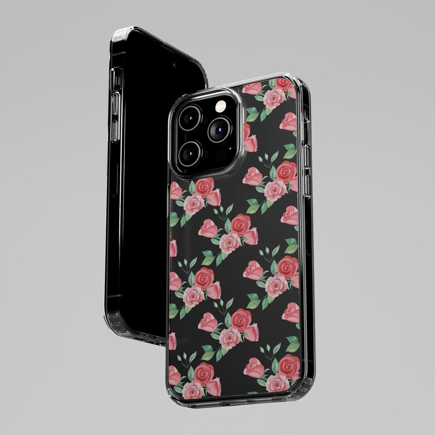 Coquette Rosebuds Clear Phone Case, Vintage 70s Vibe Floral Phone Cases Compatible with most iPhone and Samsung Galaxy Models Phone Case Printify