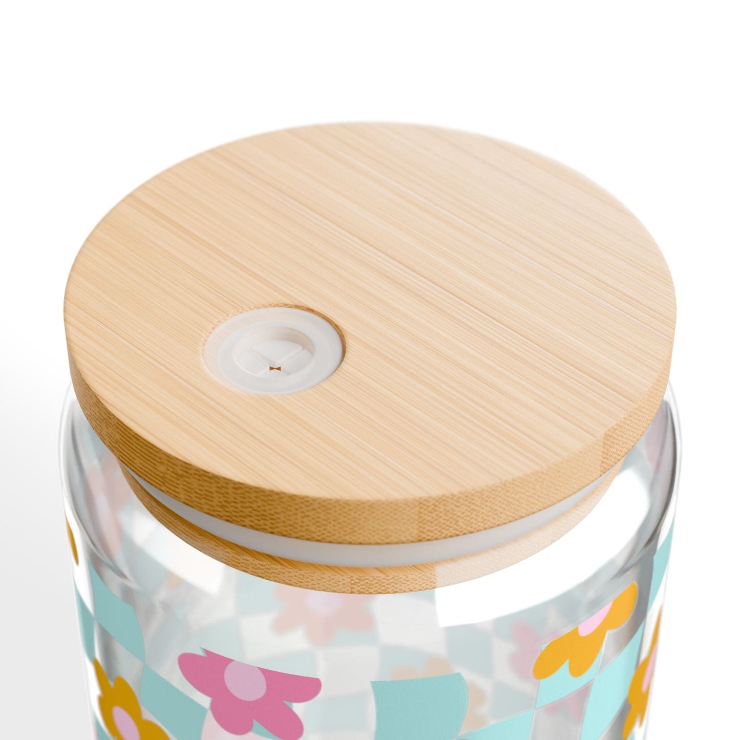 Coconut Girl Blue Checkered Daisy Sipper Cup • Cute Summer Iced Coffee Cup Mug Printify