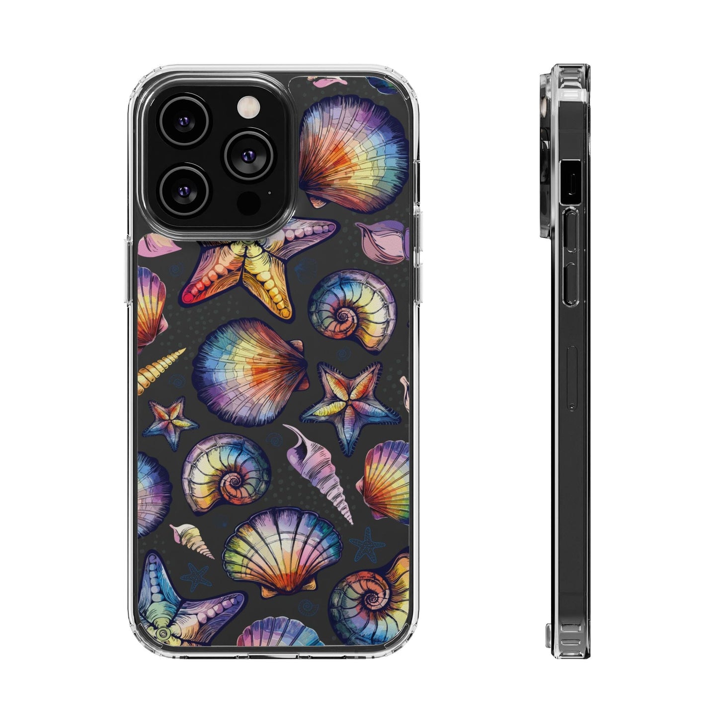 Rainbow Seashell Clear Phone Cases • Designed to fit most iPhone and Samsung Phones Phone Case Printify iPhone 14 Pro Max Without gift packaging