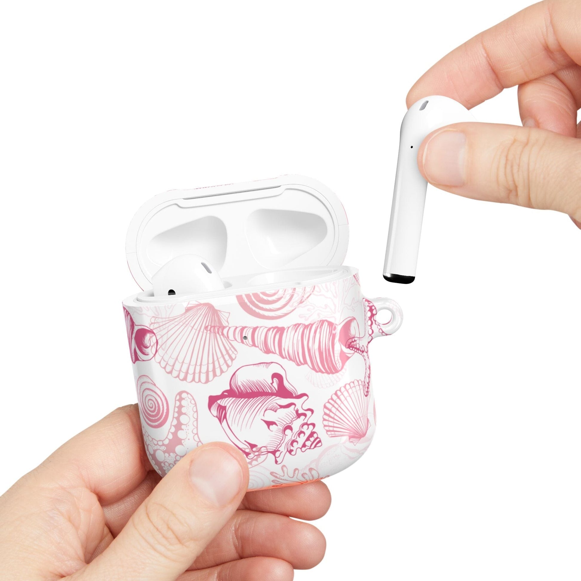 Pink Seashell AirPod Case, Ocean-Inspired Earbud Cover • Cute Summer Phone Accessories Accessories Printify