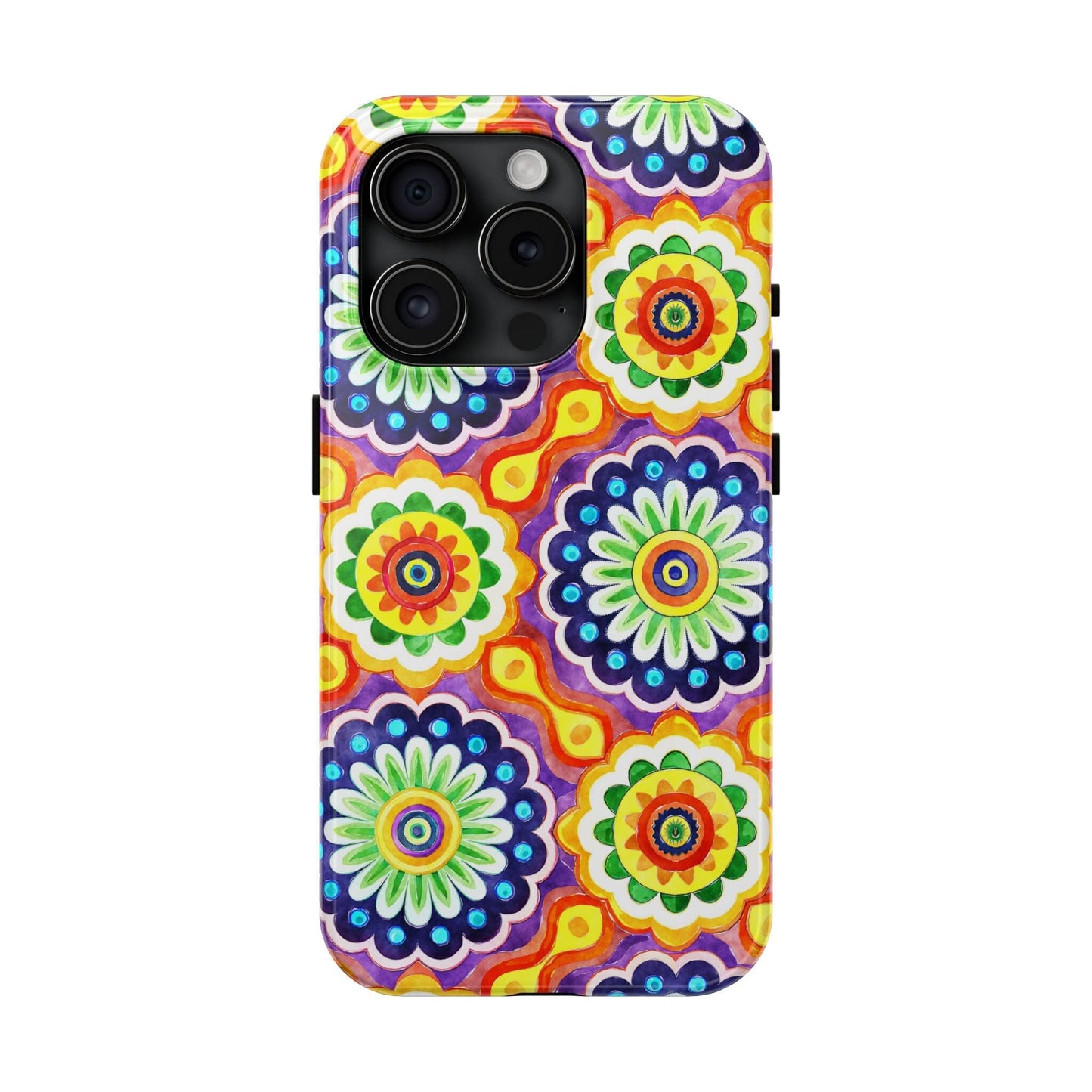 Rainbow Mandala Phone Case • Designed to Fit Most iPhone and Samsung Models Phone Case Printify iPhone 15 Pro