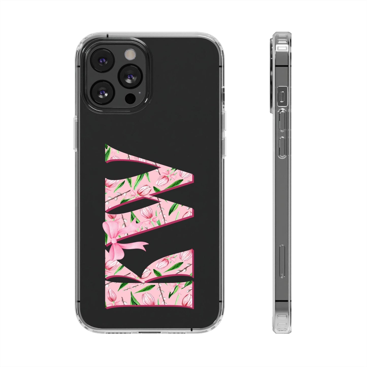 Initials iPhone 16 Pro Case, Clear Phone Cases • Designed to fit Most iPhone and Samsung Phones Phone Case Printify iPhone 12 Pro Max Without gift packaging