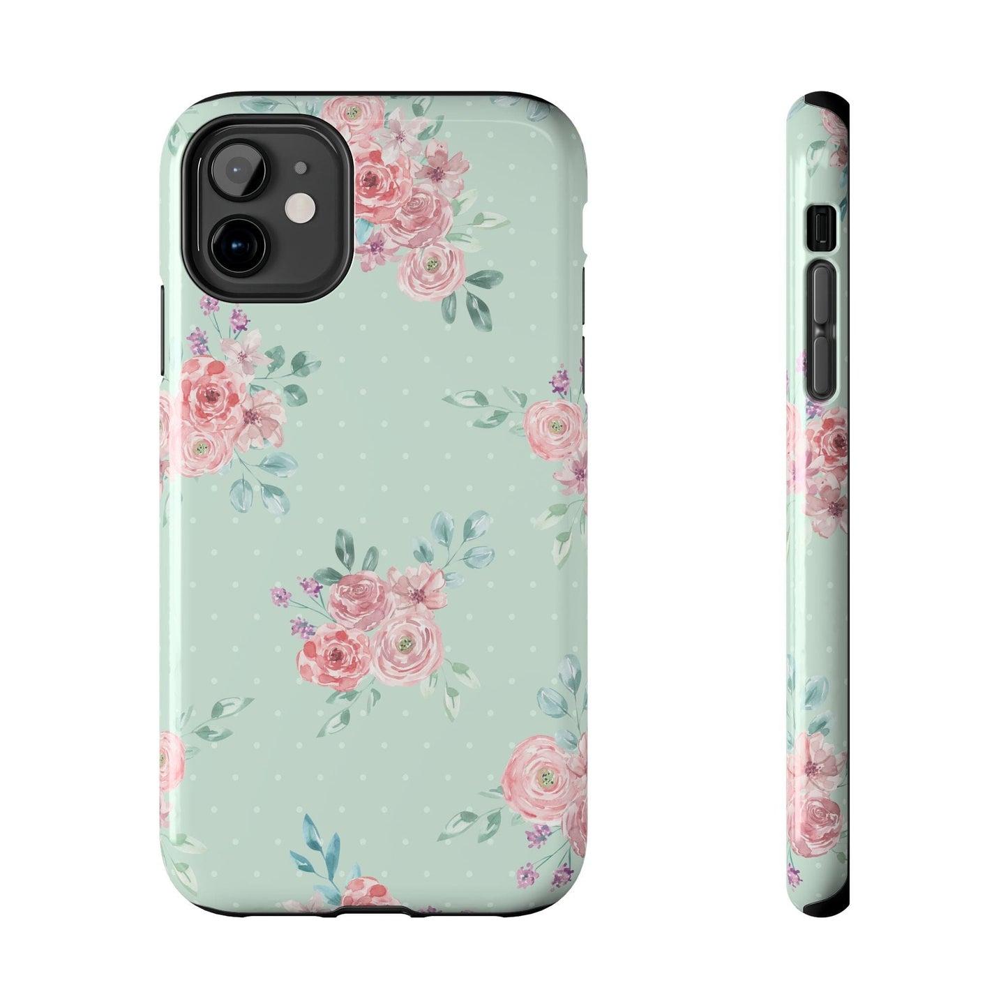 Green Floral Phone Case, Summer Flower Phonecases, Coquette Aesthetic iPhone Case for 15 14 13 12 Cell Phone Covers Phone Case Printify iPhone 11