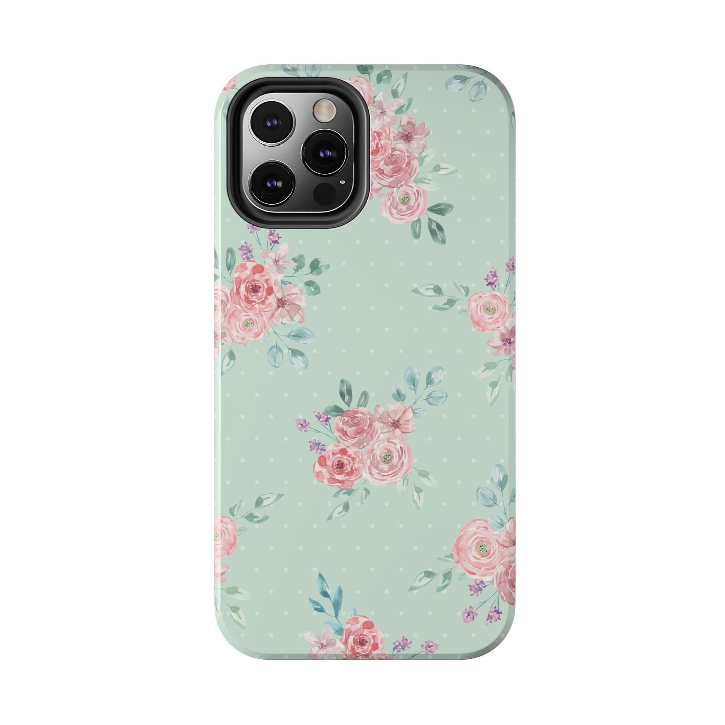 Green Floral Phone Case, Summer Flower Phonecases, Coquette Aesthetic iPhone Case for 15 14 13 12 Cell Phone Covers Phone Case Printify