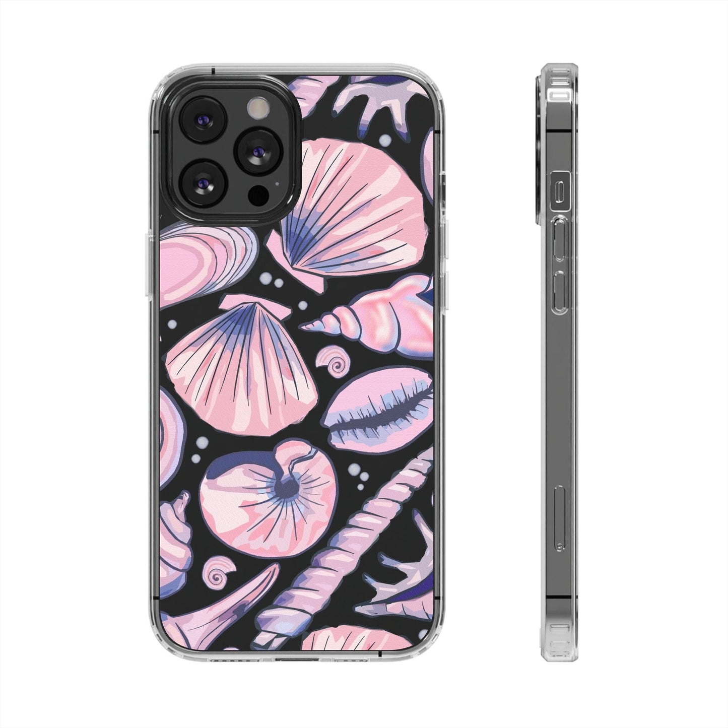 Ocean-Inspired Clear Phone Case, Coastal Aesthetic, Shells Pattern, Summer Vibes iPhone 16 Pro Case, iPhone 15, iPhone 14, Samsung Galaxy Phone Case Printify iPhone 12 Pro Max Without gift packaging