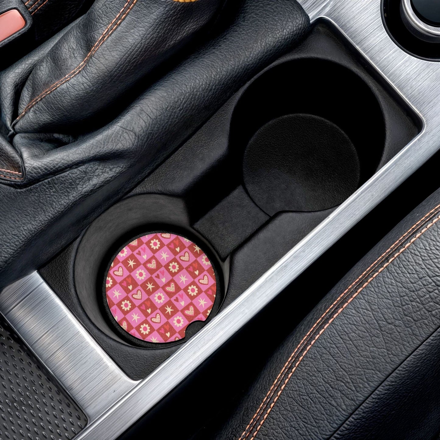 Cute Hearts & Flowers Coquette Car Coasters • Cute Car Accessories Home Decor Printify