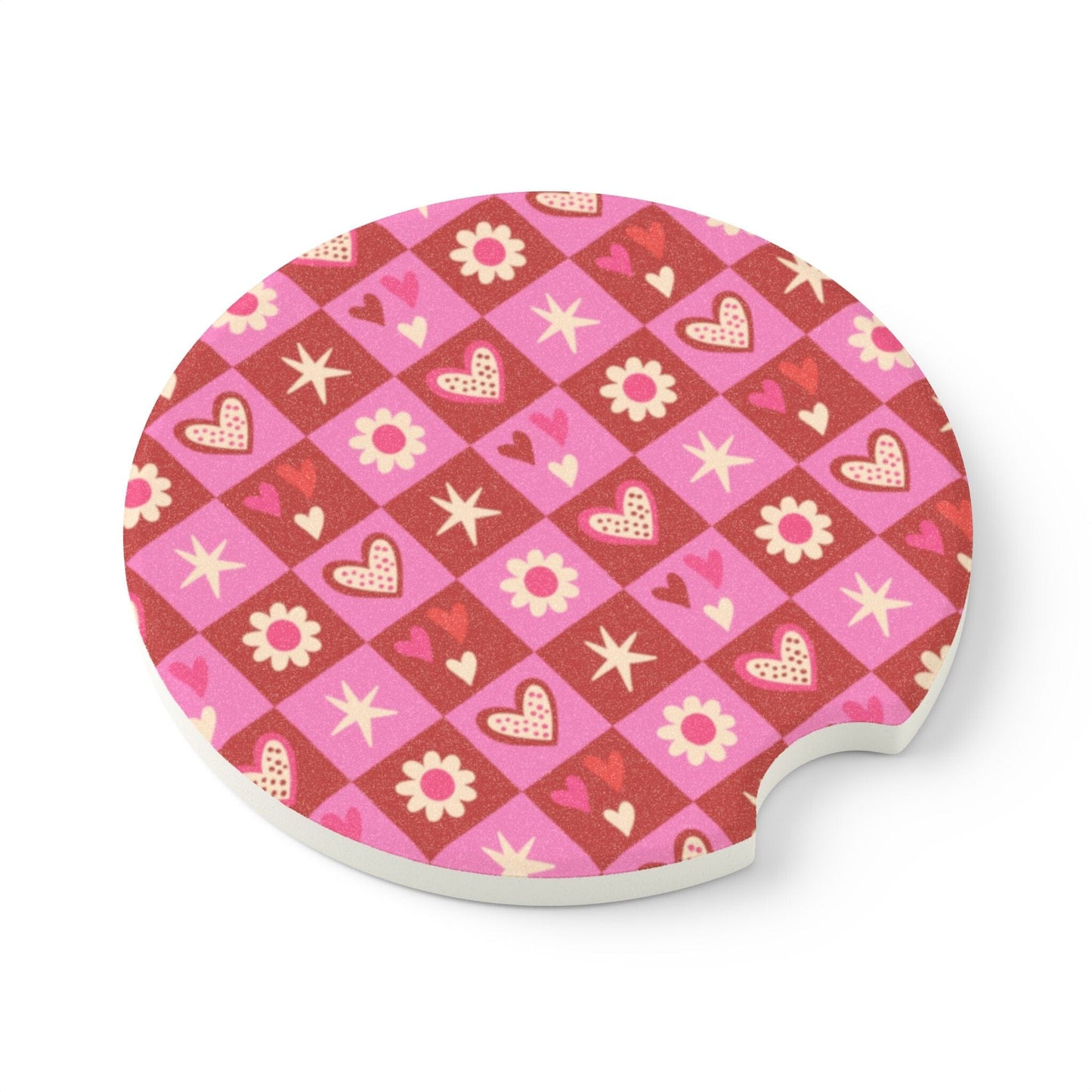 Cute Hearts & Flowers Coquette Car Coasters • Cute Car Accessories Home Decor Printify