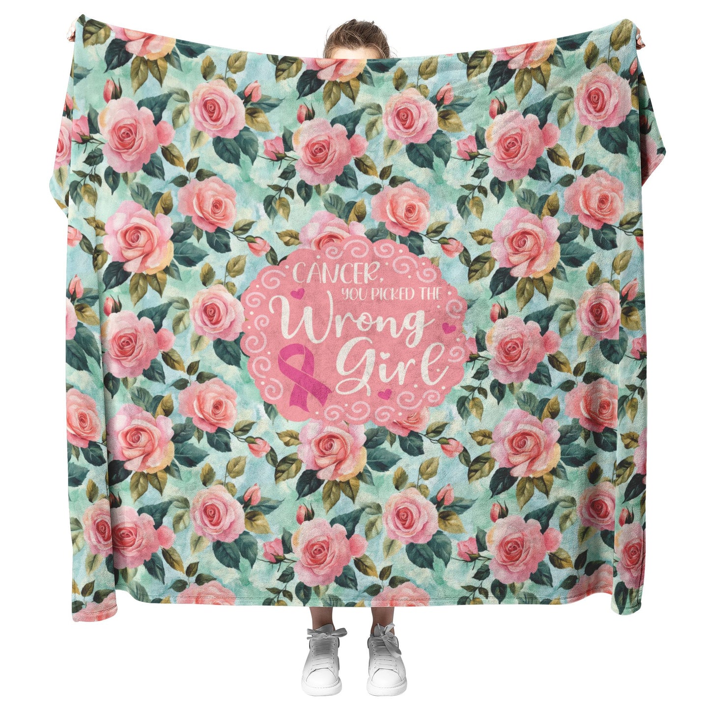 Cancer, You Picked The Wrong Girl • Sherpa Fleece Blanket Blankets teelaunch