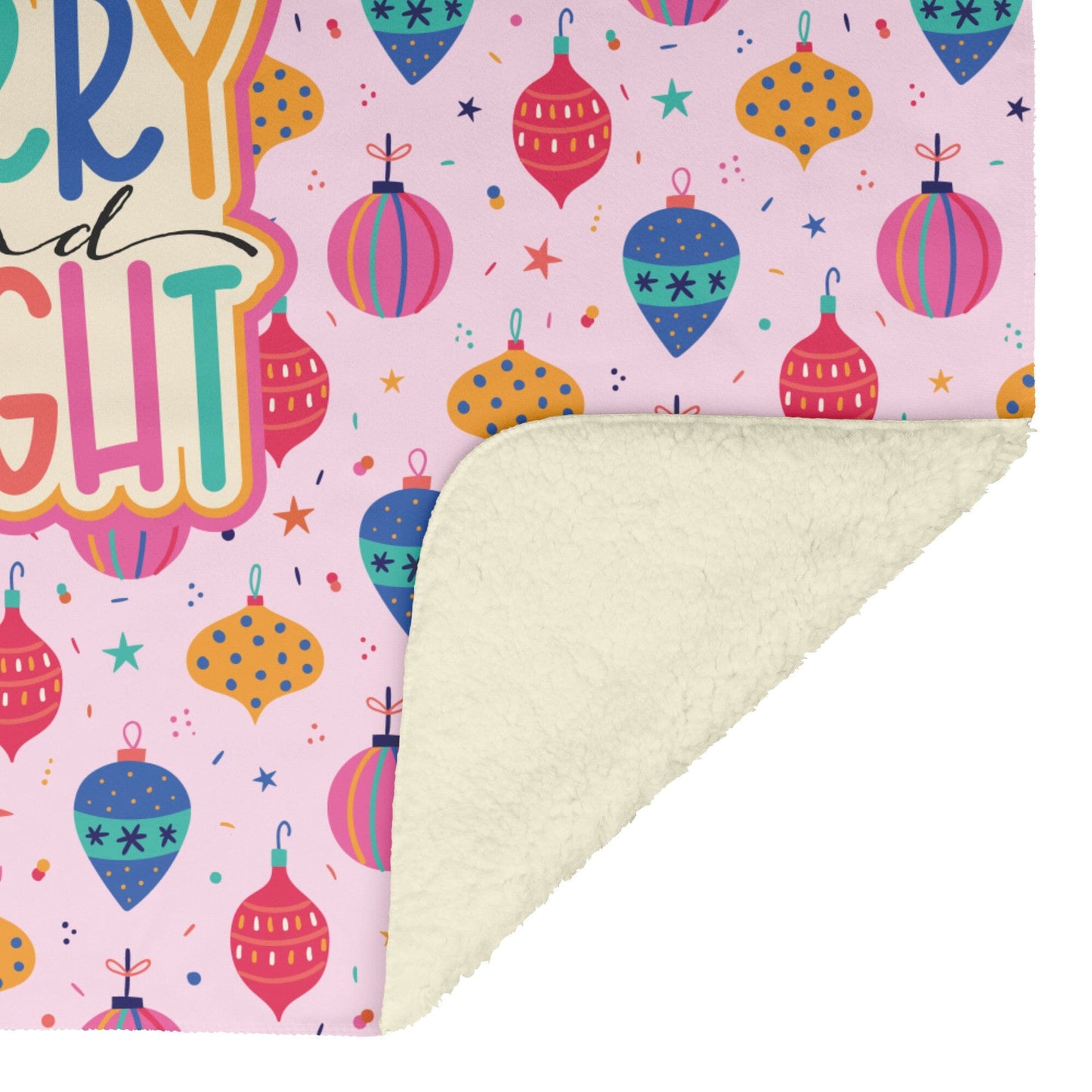 Christmas Gifts ~ Pink Merry and Bright Throw Blanket Blankets teelaunch "50 x 60" Sherpa Fleece